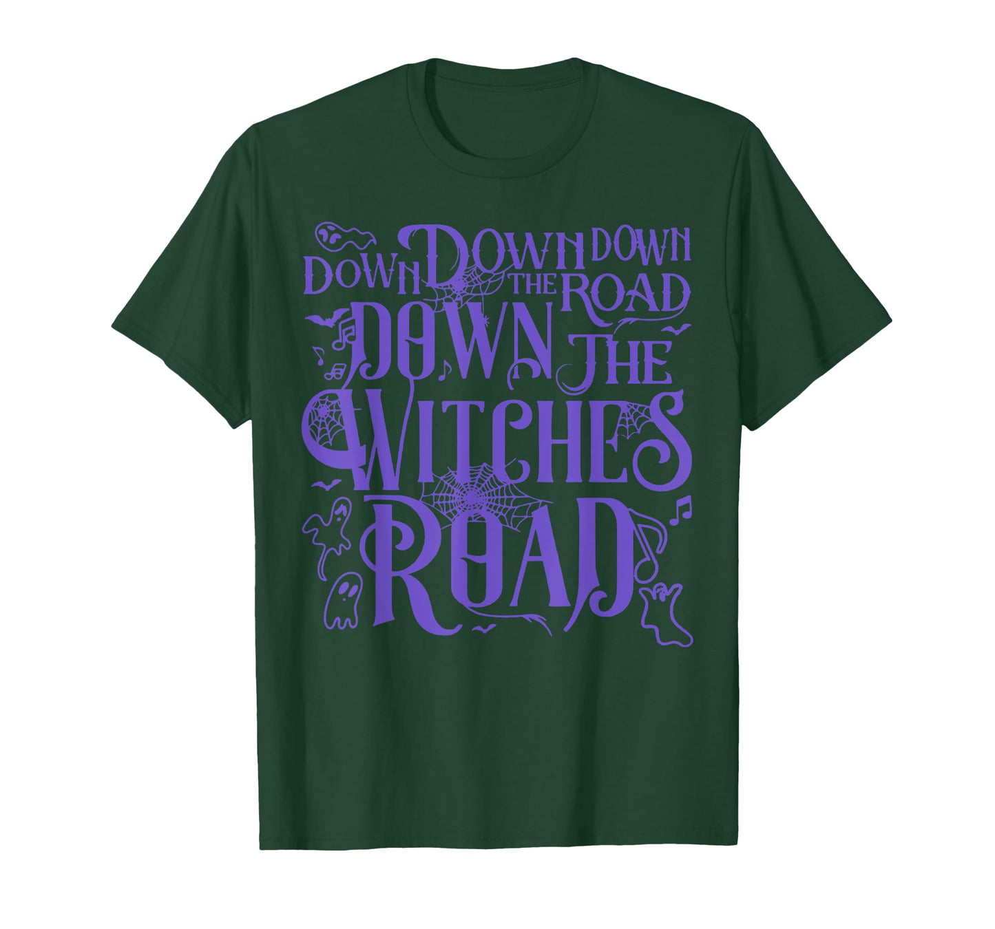 Funny Down The Road Down The Witches Road Shirt Unisex-Adults Black Halloween Graphic T-Shirt