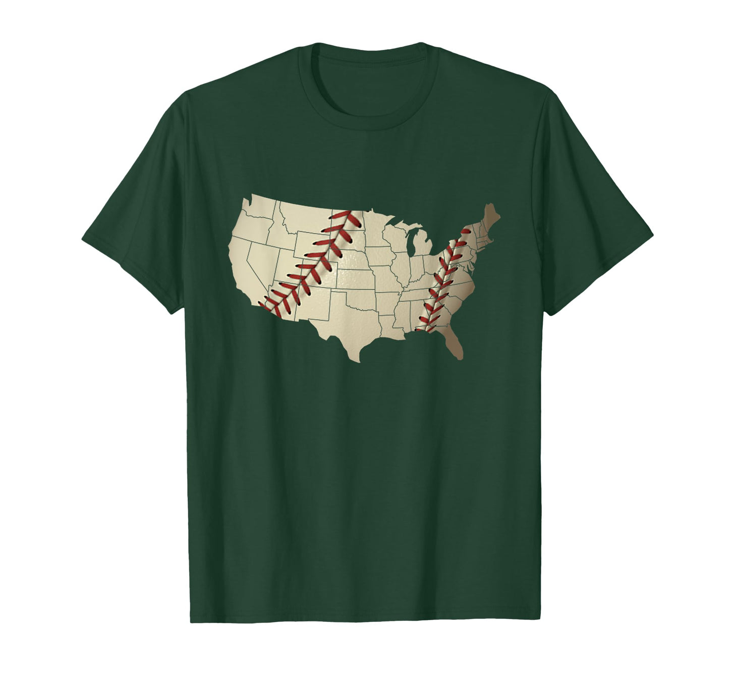 Vintage America BASEBALL Team US Country Ball Map Merica Fan T-Shirt