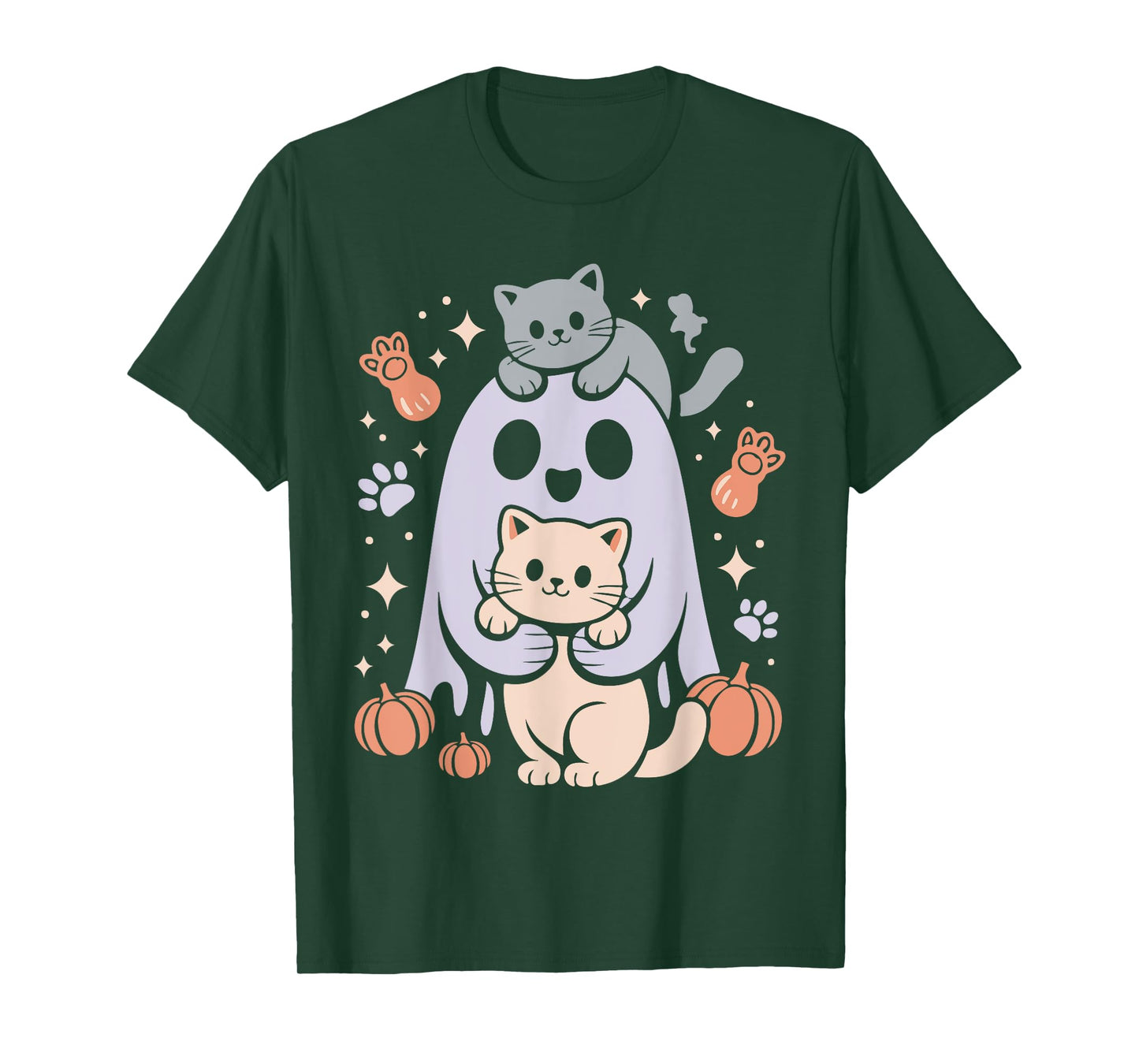 Spooky Cat Mom Ghost Design For Halloween Cat Owners T-Shirt