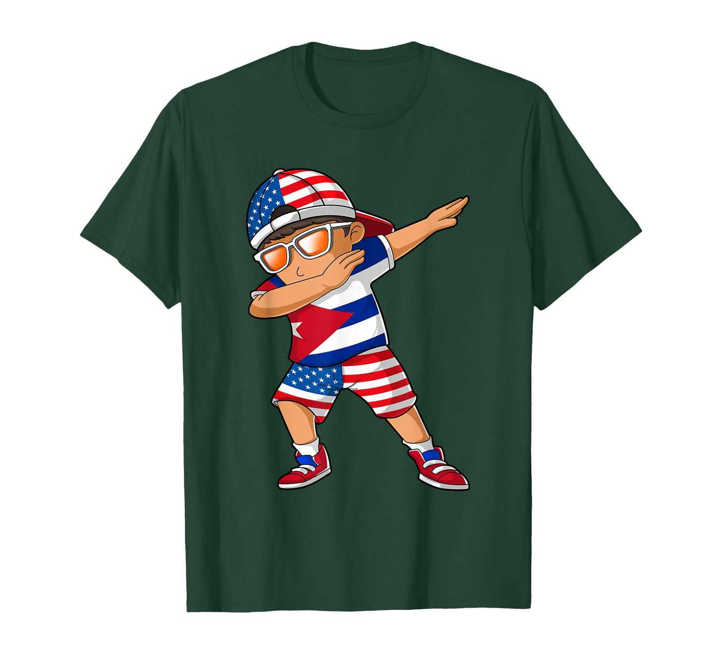 Half American Half Cuban Boy Kid Cuba Flag Patriotic T-Shirt