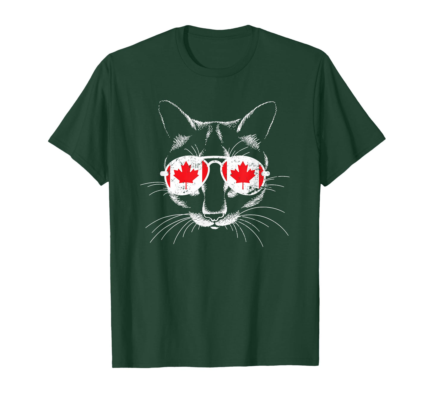 Canadian Cat Animal Canada Flag Sunglasses Canada T-Shirt