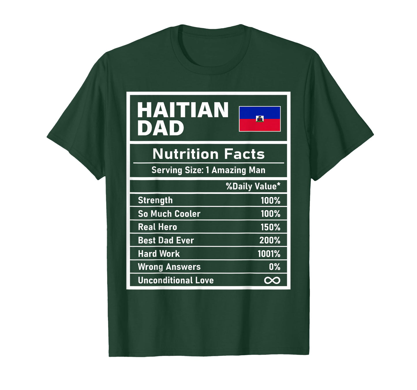 Haitian Dad Nutrition Facts Father's Day National Heritage T-Shirt