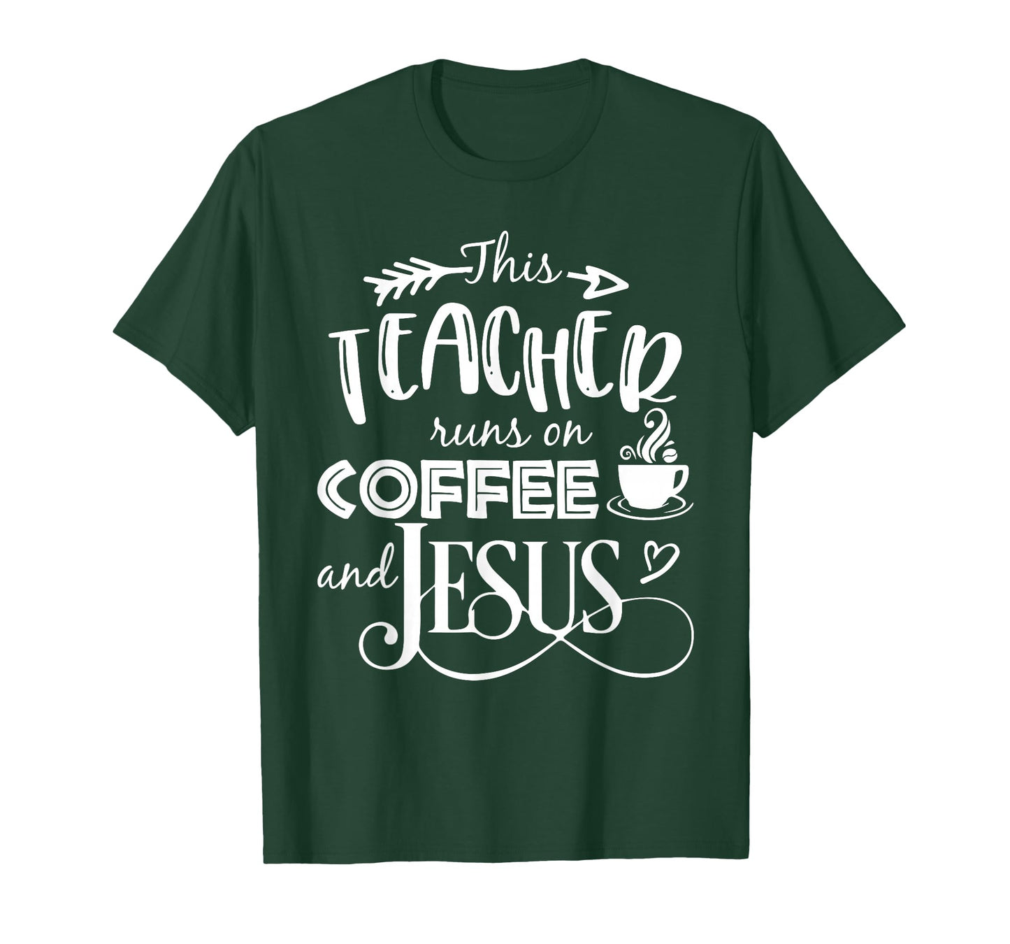 This Teacher Runs On Coffee and Jesus T Shirt Christian Tees T-Shirt