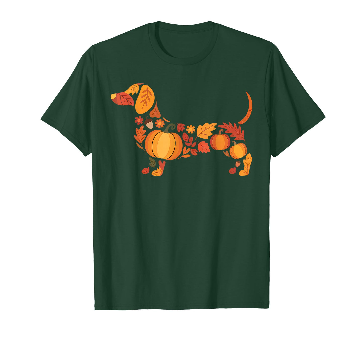 Fall Dachshund Pumpkin Autumn Leaves Cute Dog Lovers T-Shirt