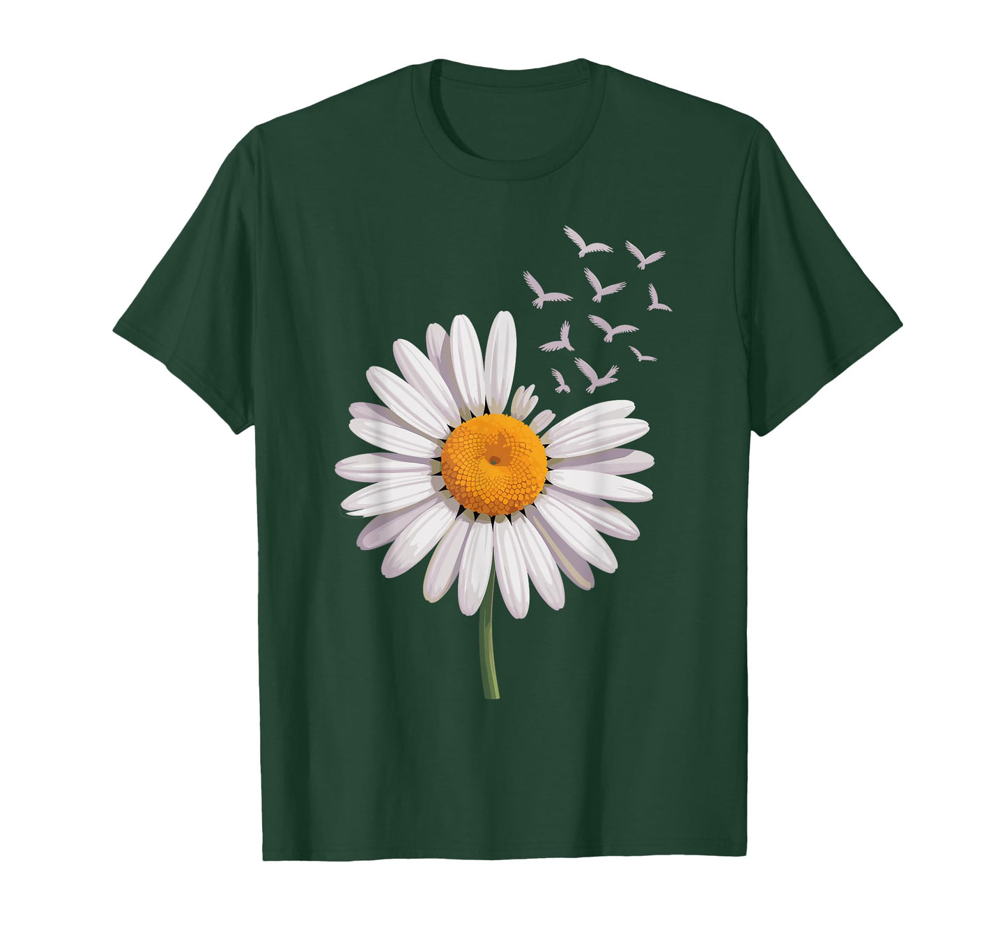 Daisy Flower with Flying Birds - Nature Aesthetic T-Shirt