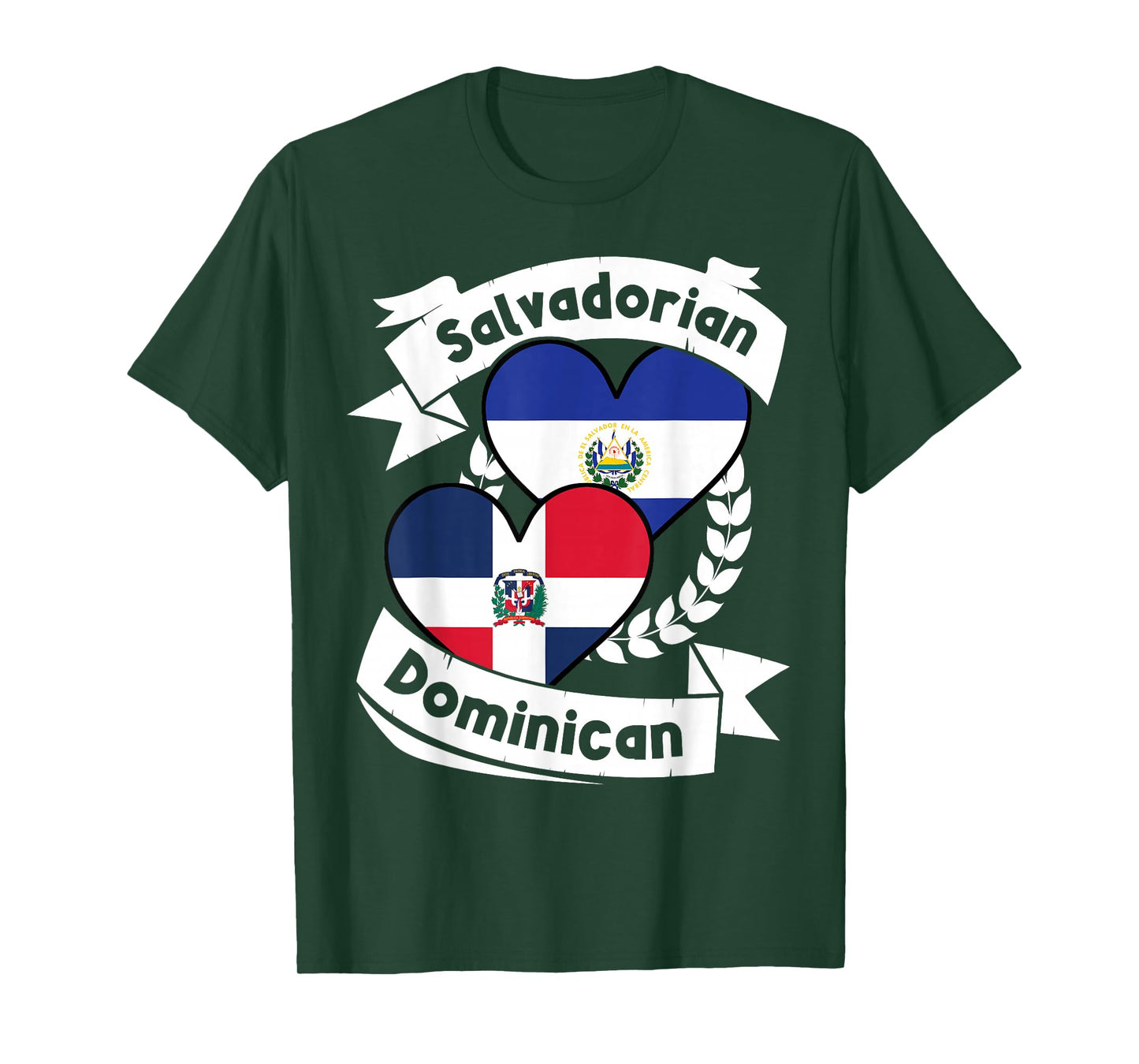 Salvadorian Dominican Heart Flags El Salvador Dominican T-Shirt