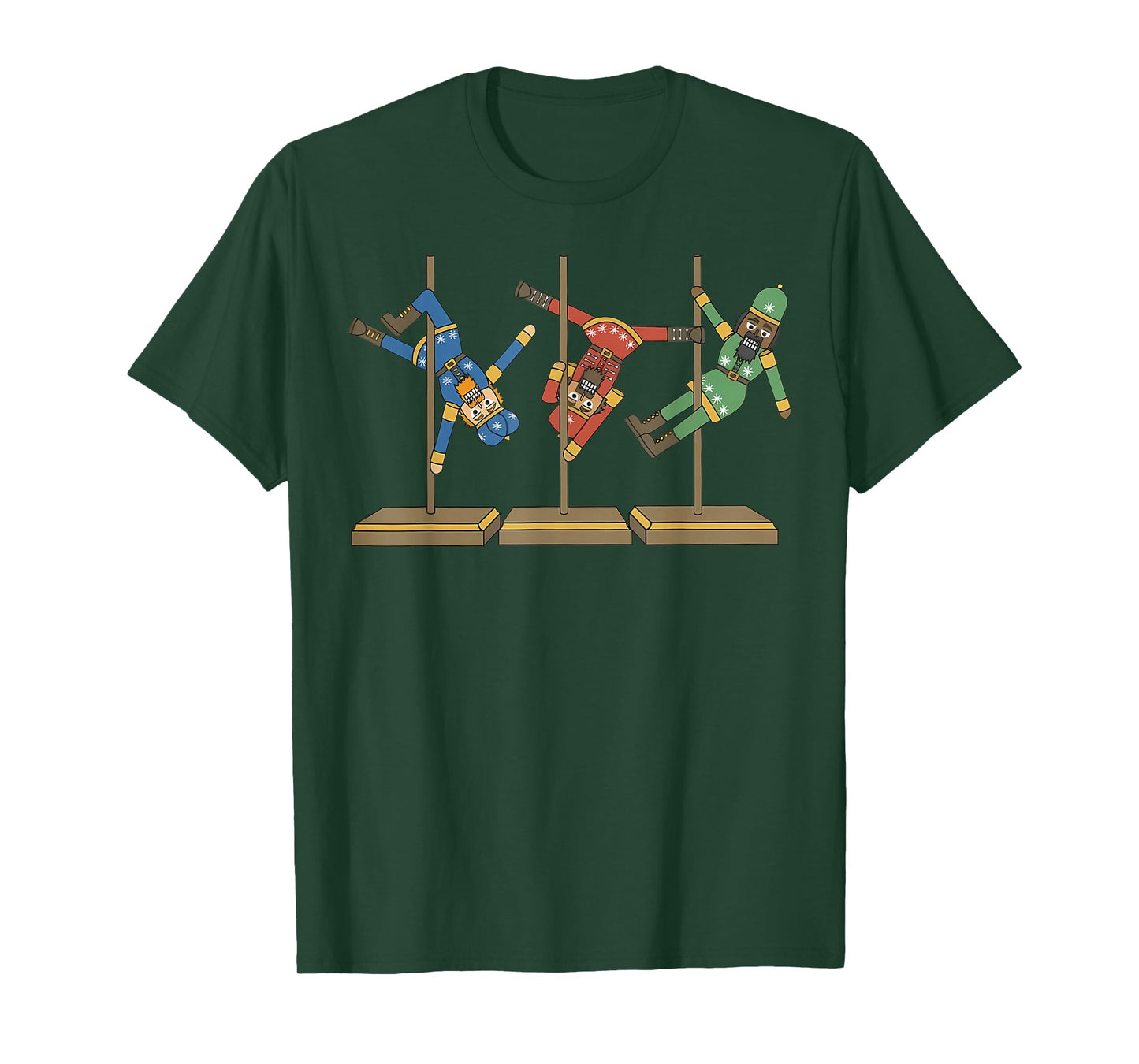Funny Nutcrackers Pole Dancing Christmas Accessories Fitness T-Shirt