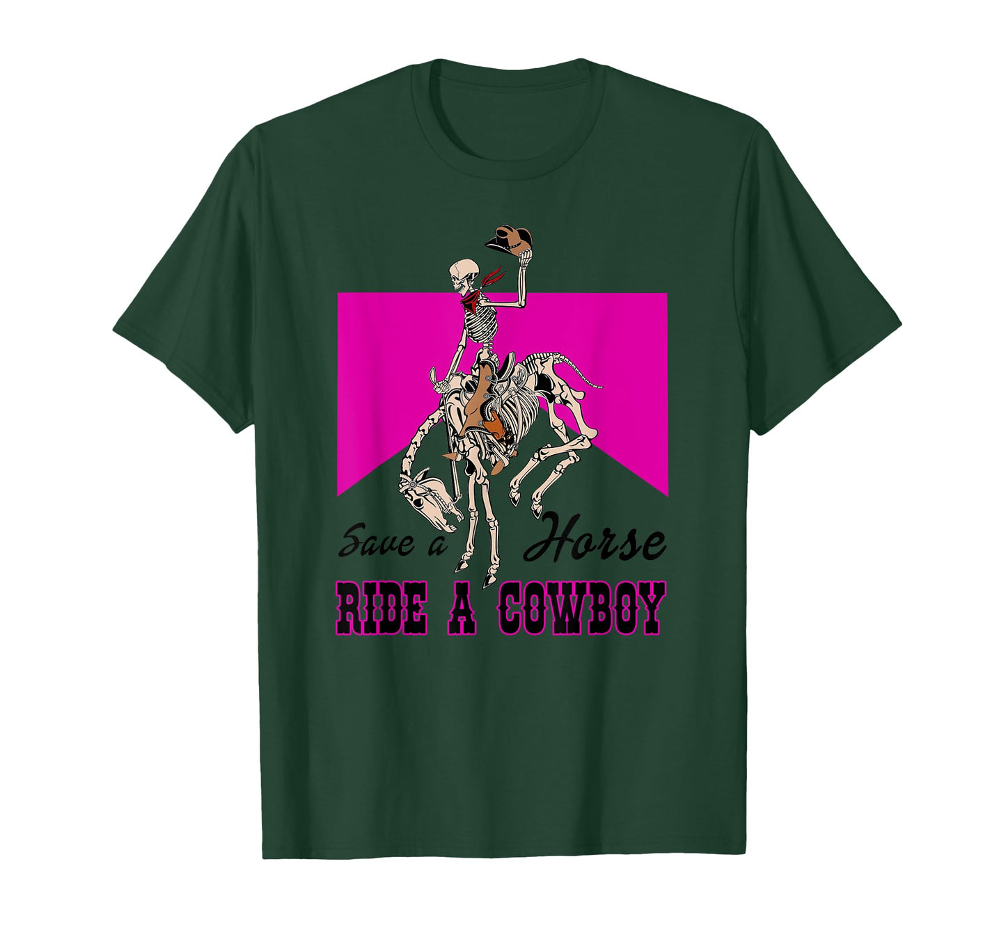 Save a Horse Ride a Cowboy Funny Skeleton Western Pink Women T-Shirt