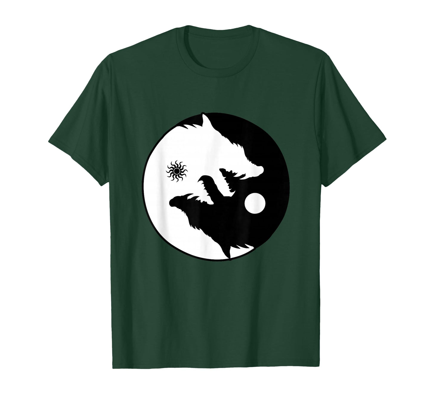 Wolf Yin Yang Sun Moon Vintage Harmony Balance Life Gift T-Shirt