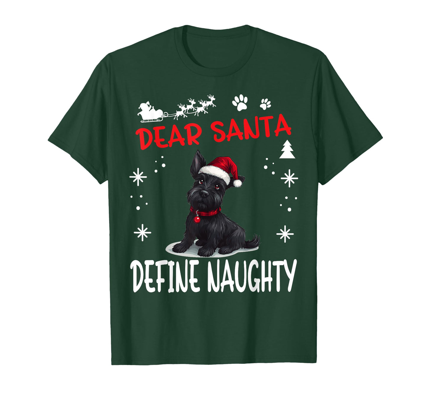 Cute Scottish Terrier Dog Christmas Dear Santa Define T-Shirt for Men Women Kids