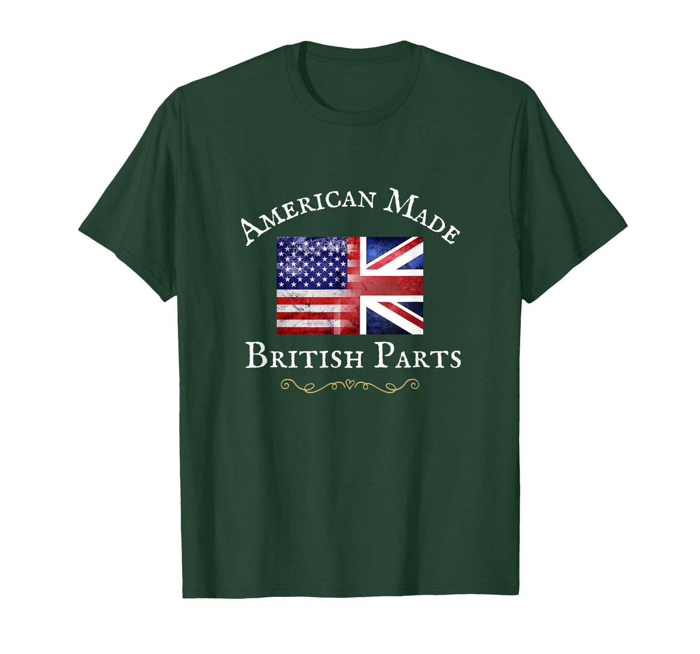 AMERICAN MADE BRITISH PARTS, WOMEN, MEN, USA BRITISH FLAG T-Shirt
