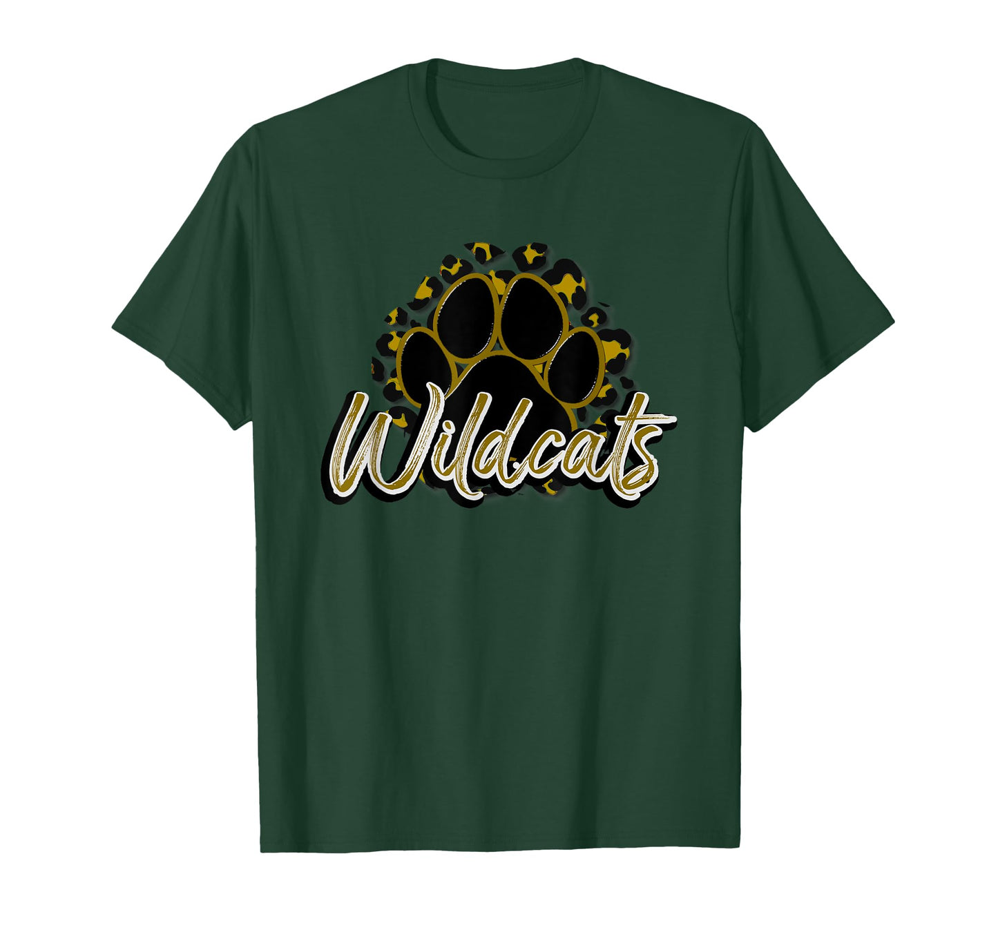 Wildcats Gold Black Cheetah School Sports Fan Team Spirit T-Shirt