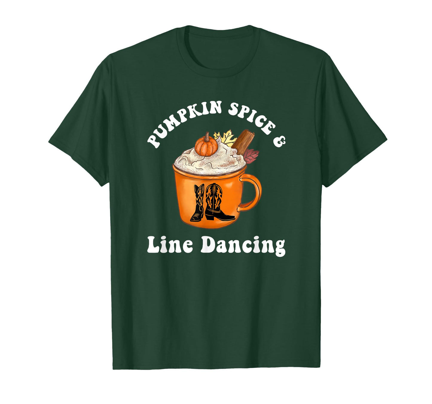 Pumpkin Spice and Line Dancing Cute Autumn Country Music T-Shirt