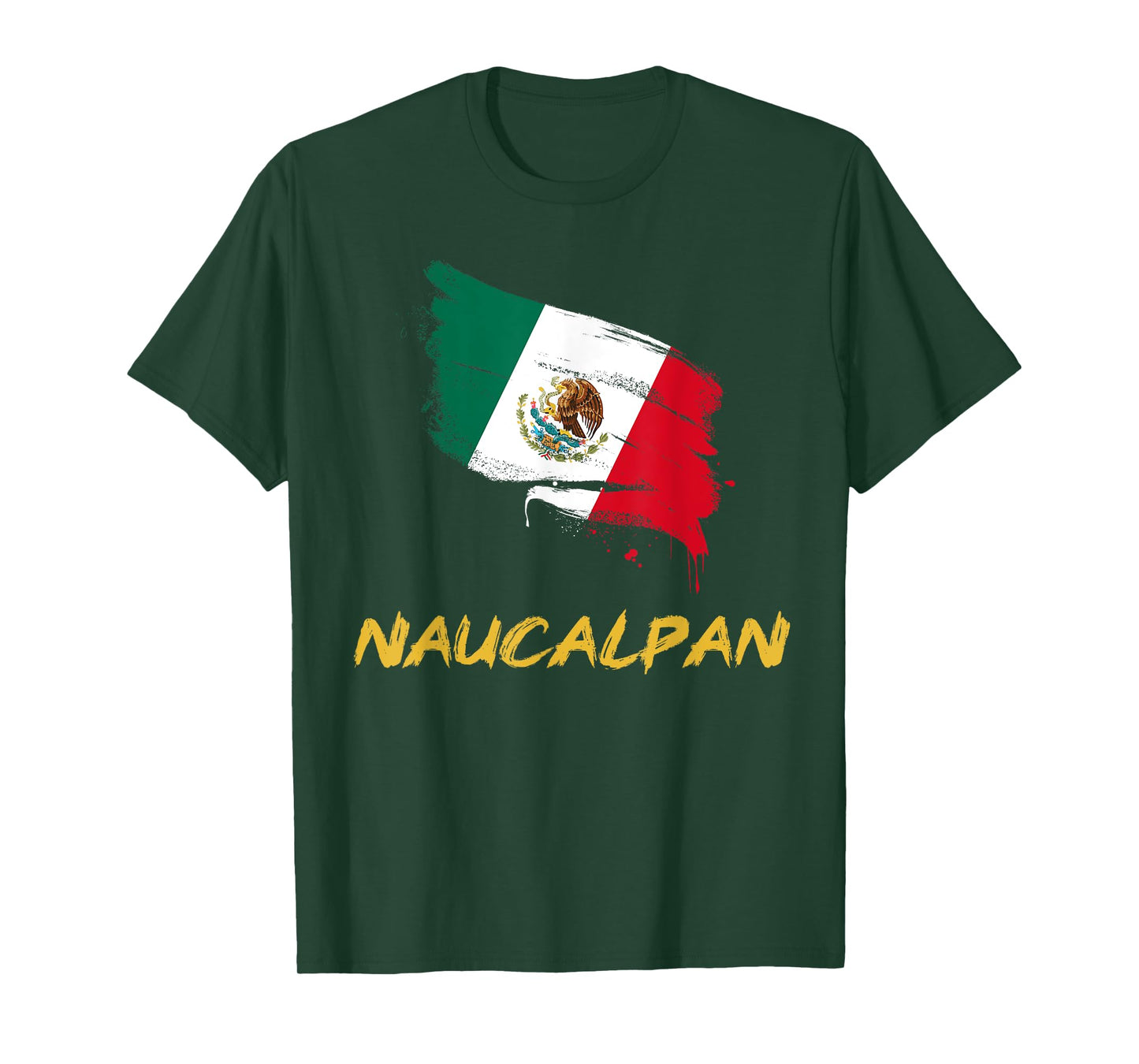 Naucalpan Mexico MX Mexican Heritage Flag Paint Stroke T-Shirt