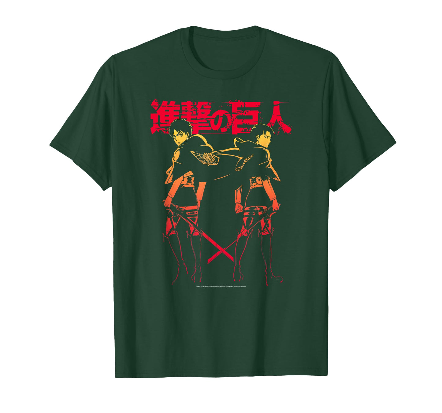 Attack on Titan Levi & Eren Gradient with Japanese Anime T-Shirt