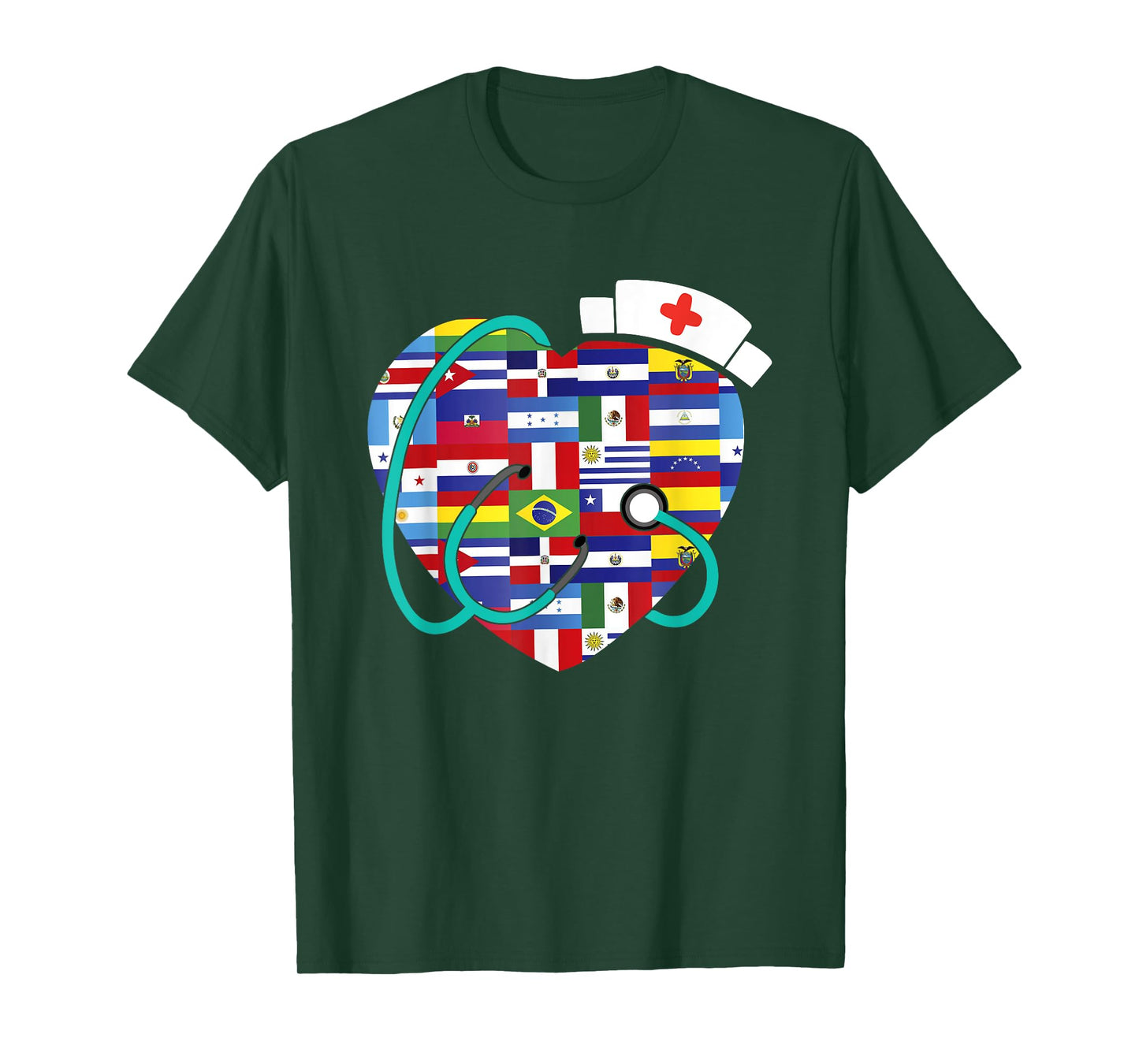 Hispanic Heritage Month Latino Countries Flags Nurse T-Shirt