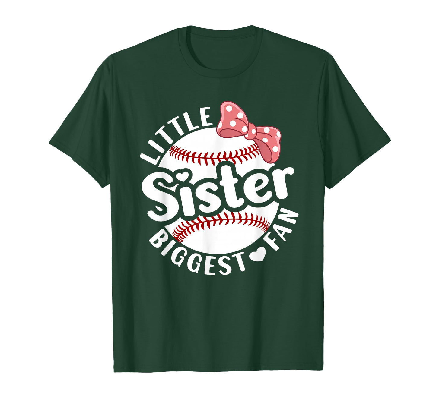 Little Sister Biggest Fan Baseball Sister T-Shirt