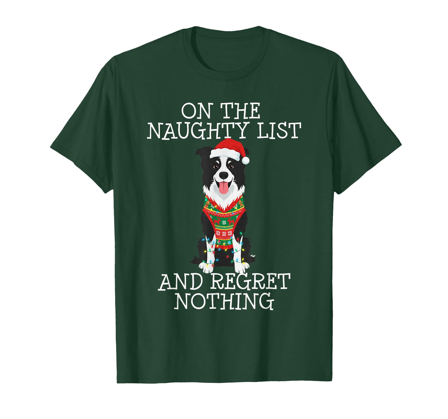 Funny Christmas Border Collie Naughty List T-Shirt