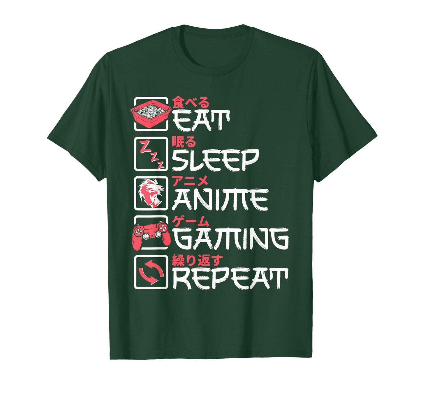 Eat Sleep Anime Gaming Repeat Otaku Gamer Japanese Anime T-Shirt