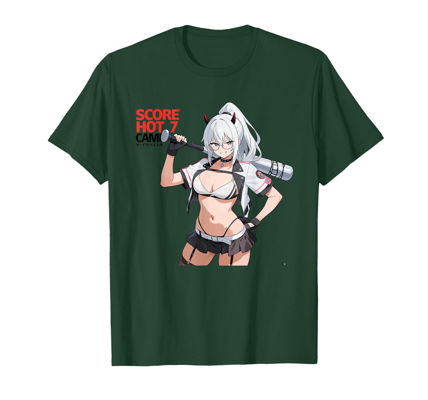 Waifu Sexy Anime Girl Horns Baseball Japanese Manga Style T-Shirt