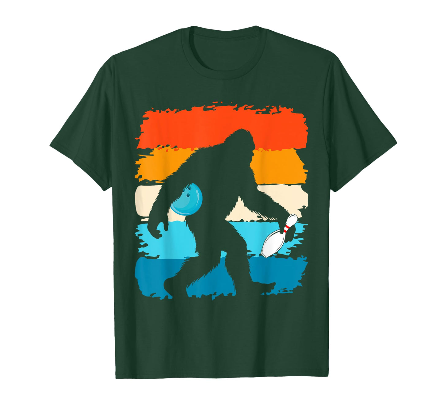 Bigfoot Sasquatch Bowling Retro Bowler Team Men Women T-Shirt