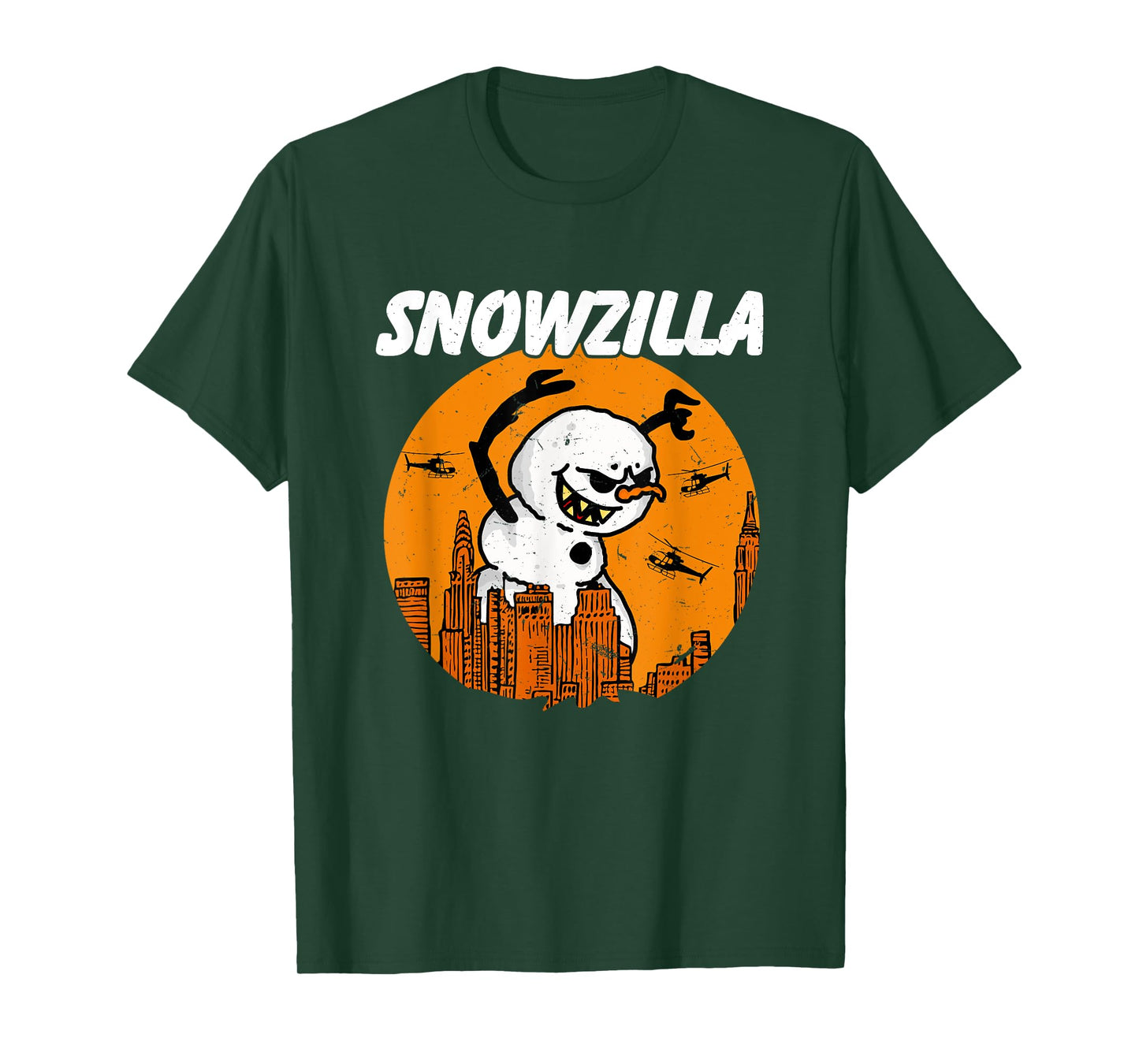 Snowzilla Japanese Monster Snowman Sunset Kaiju Christmas T-Shirt