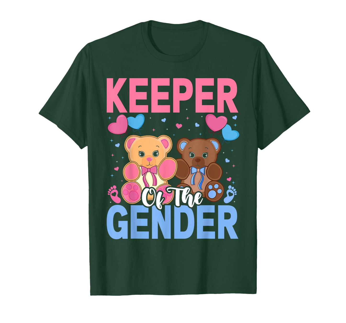 Keeper Of The Gender Reveal Baby Bear Balloons Pink Or Blue T-Shirt