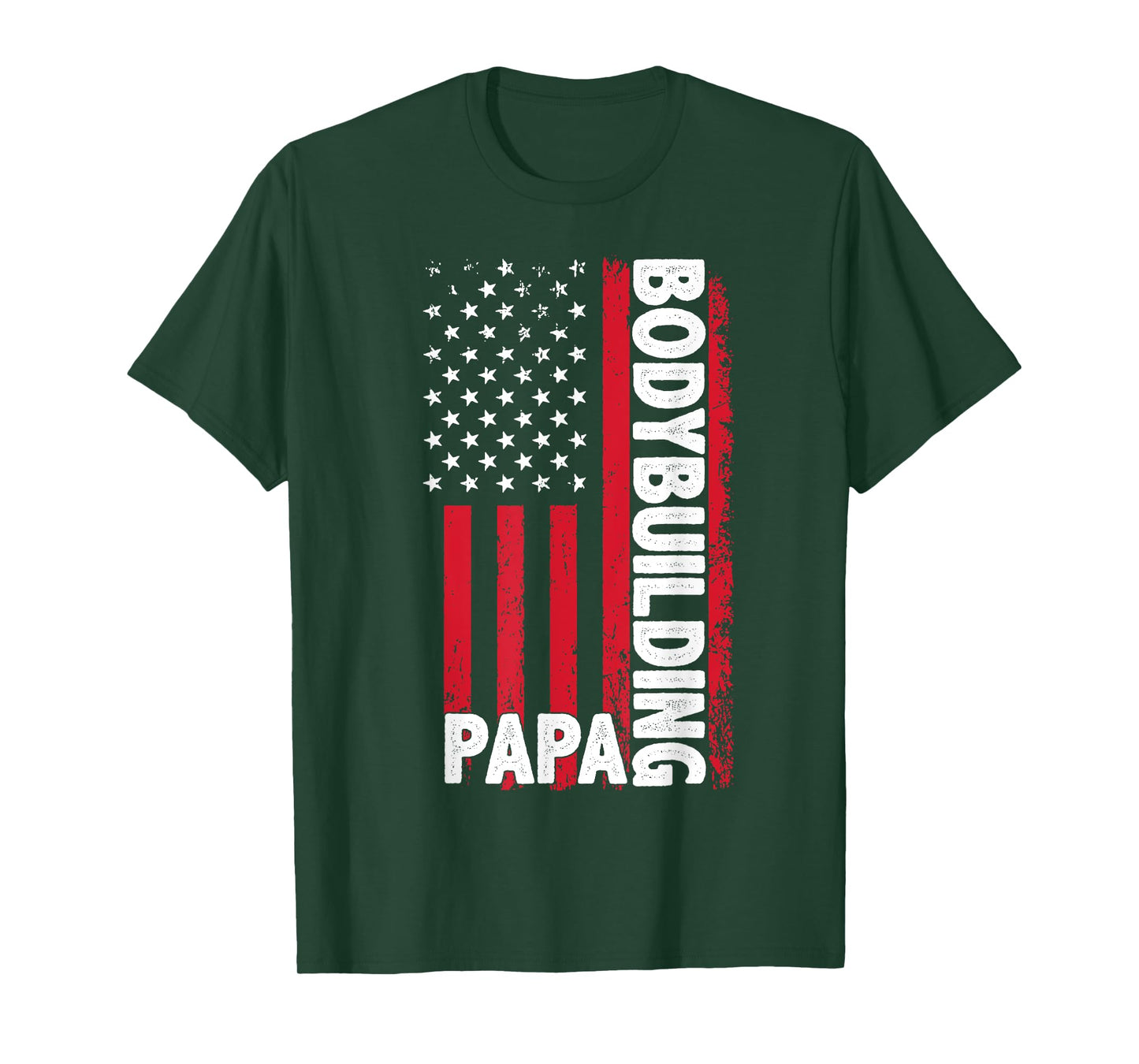 Bodybuilding Papa USA Flag Sports Dad T-Shirt