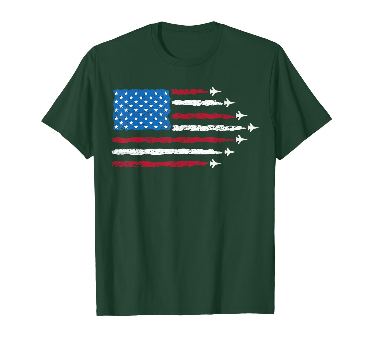 Patriotic Red White Blue USA Flag Fighter Jets 4th of July T-Shirt