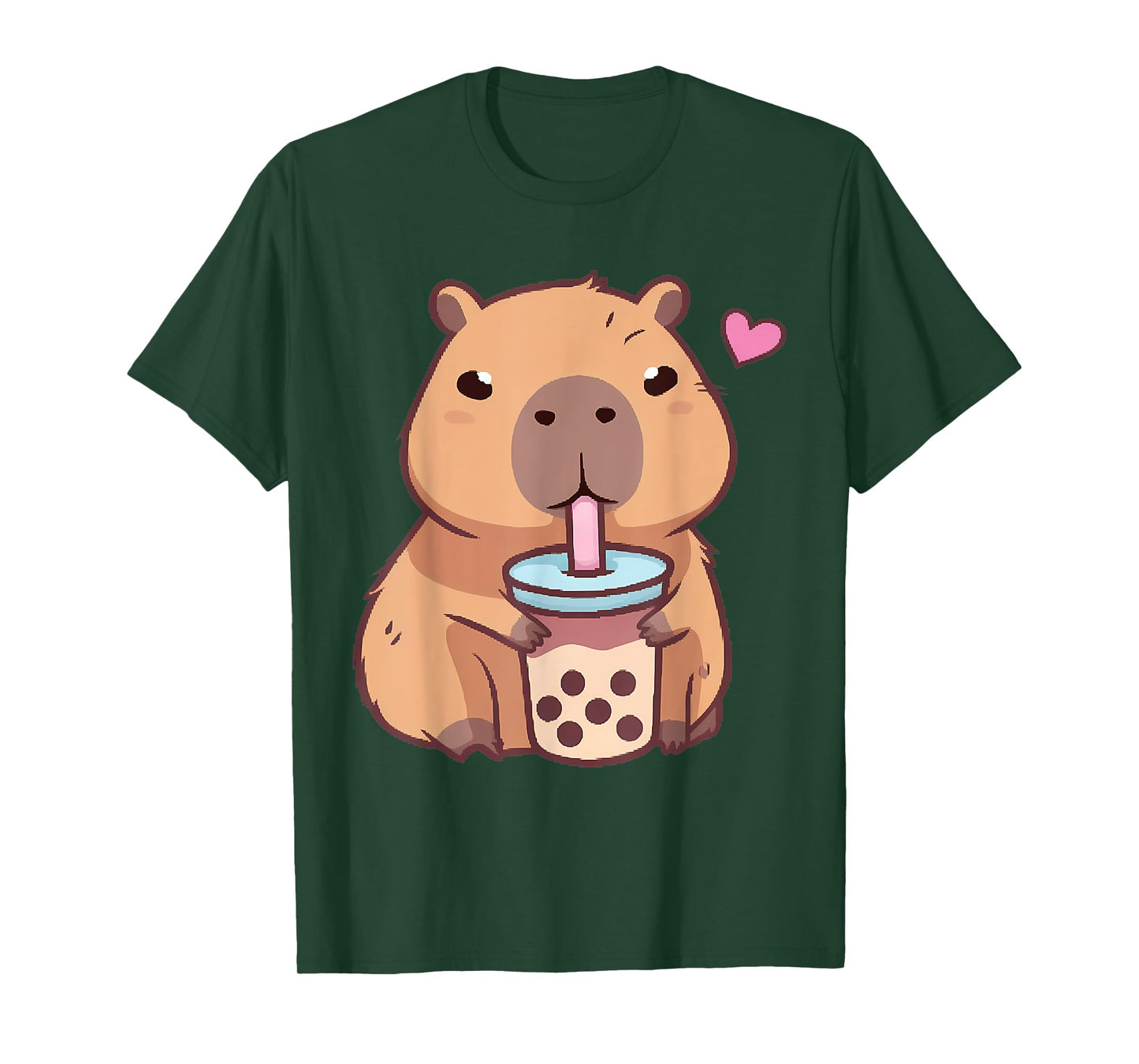 Cute Capybara Kawaii Anime Drinking Bubble Tea Lover Girls T-Shirt