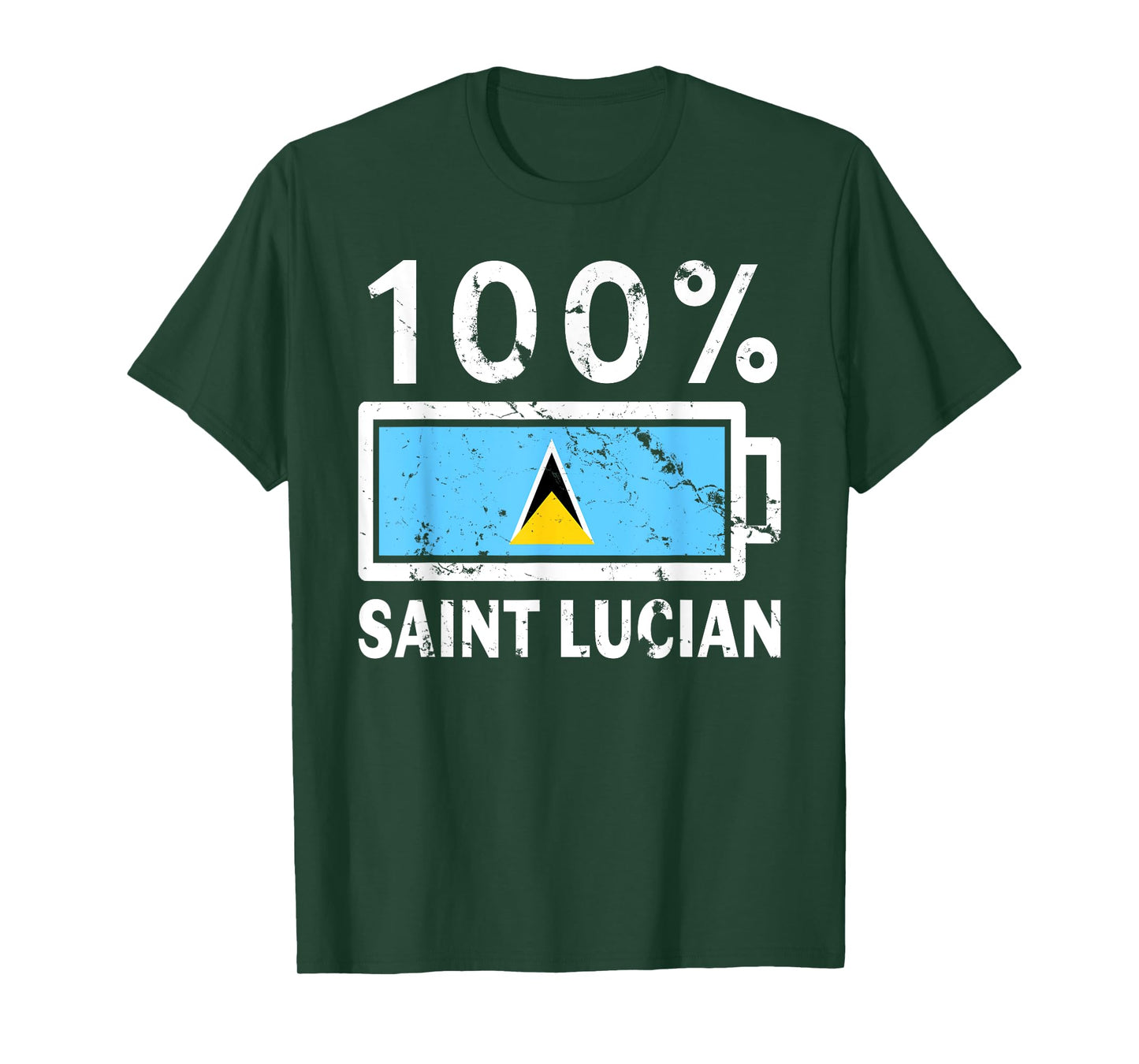 Saint Lucia Flag | 100% Saint Lucian Battery Power Tea T-Shirt