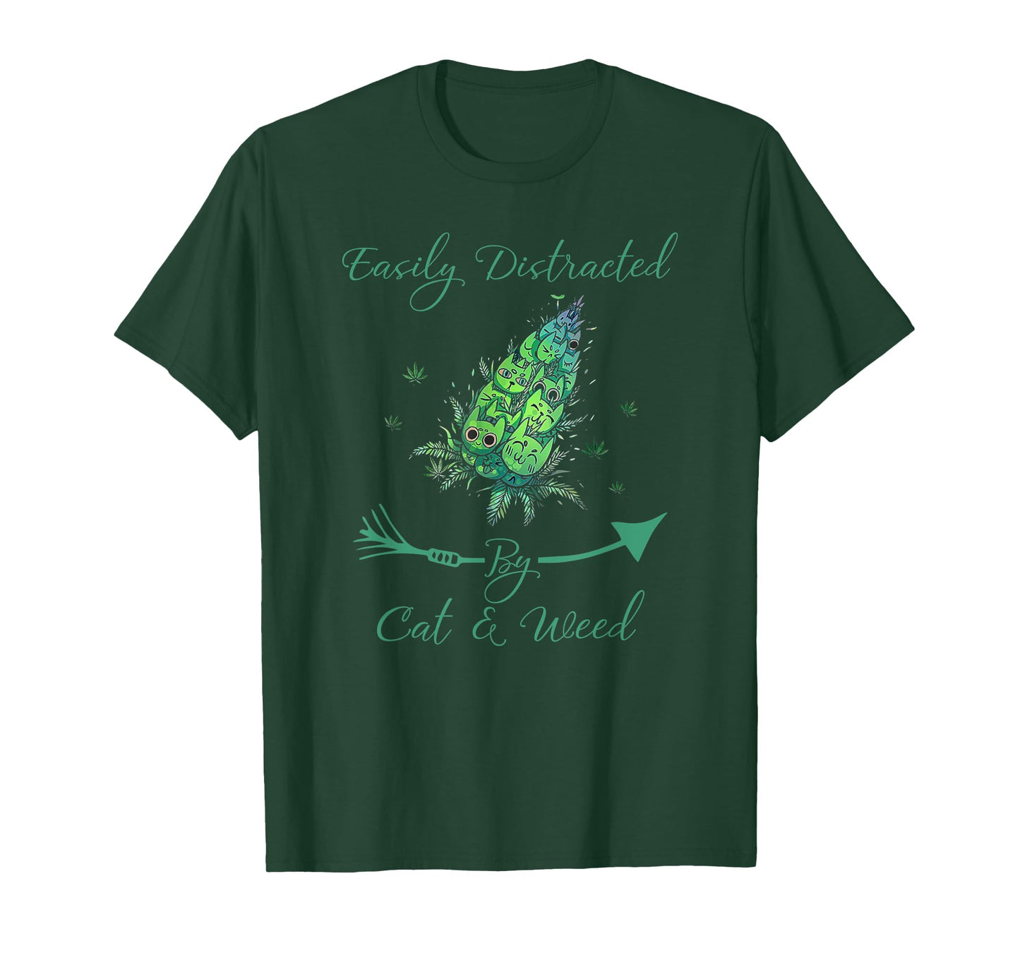 Easily Distracted By Cats _ Weed Funny Animal Pet Cat Smoked T-Shirt
