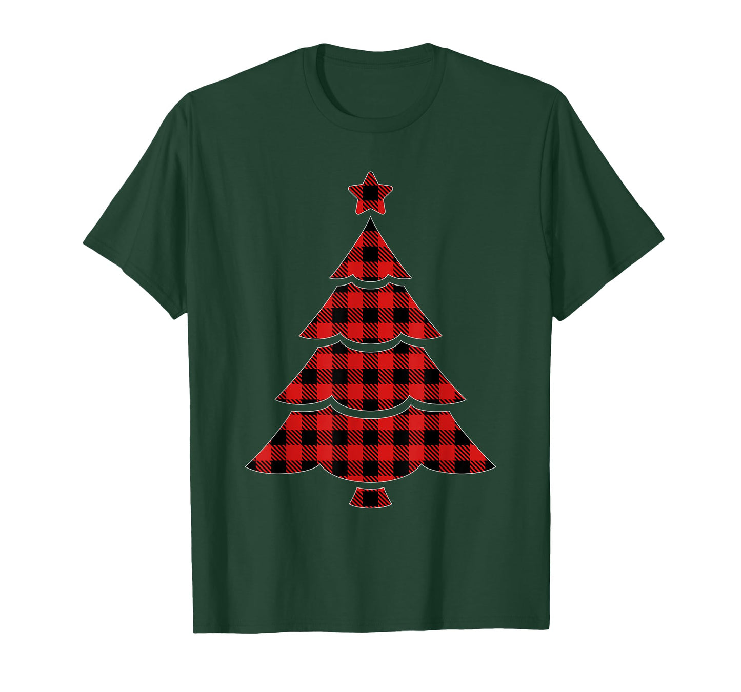 Christmas Red & Black Buffalo Plaid Tree T-Shirt