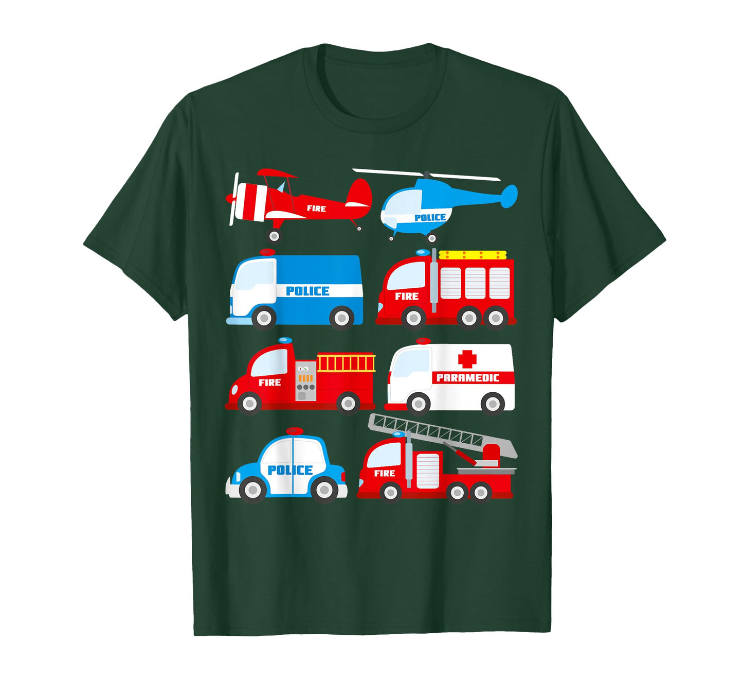 Emergency Vehicles Birthday Ambulance Fire Truck Firefighter T-Shirt