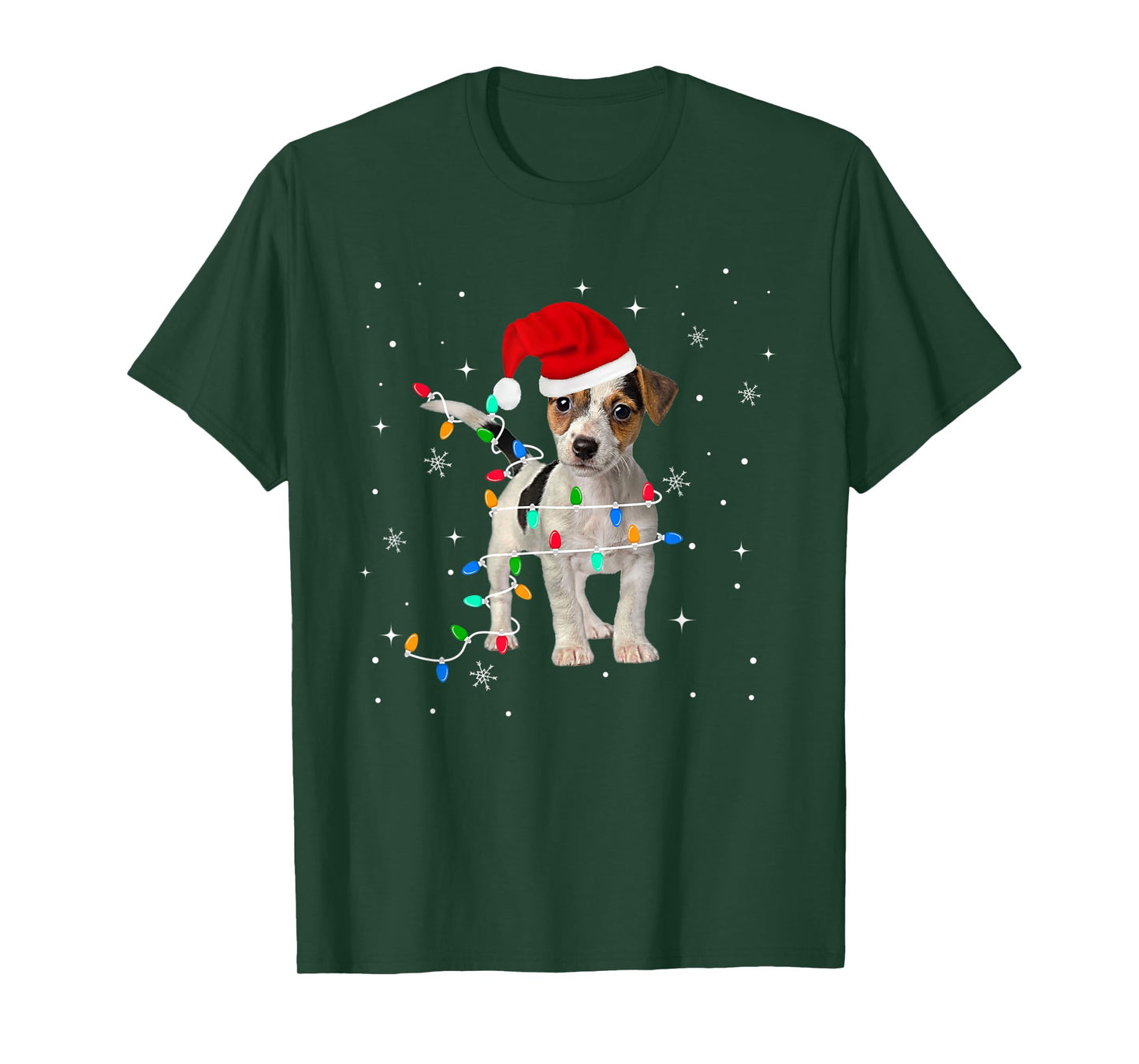 Funny Jack Russell Terrier Christmas Light Dog Puppy Xmas T-Shirt