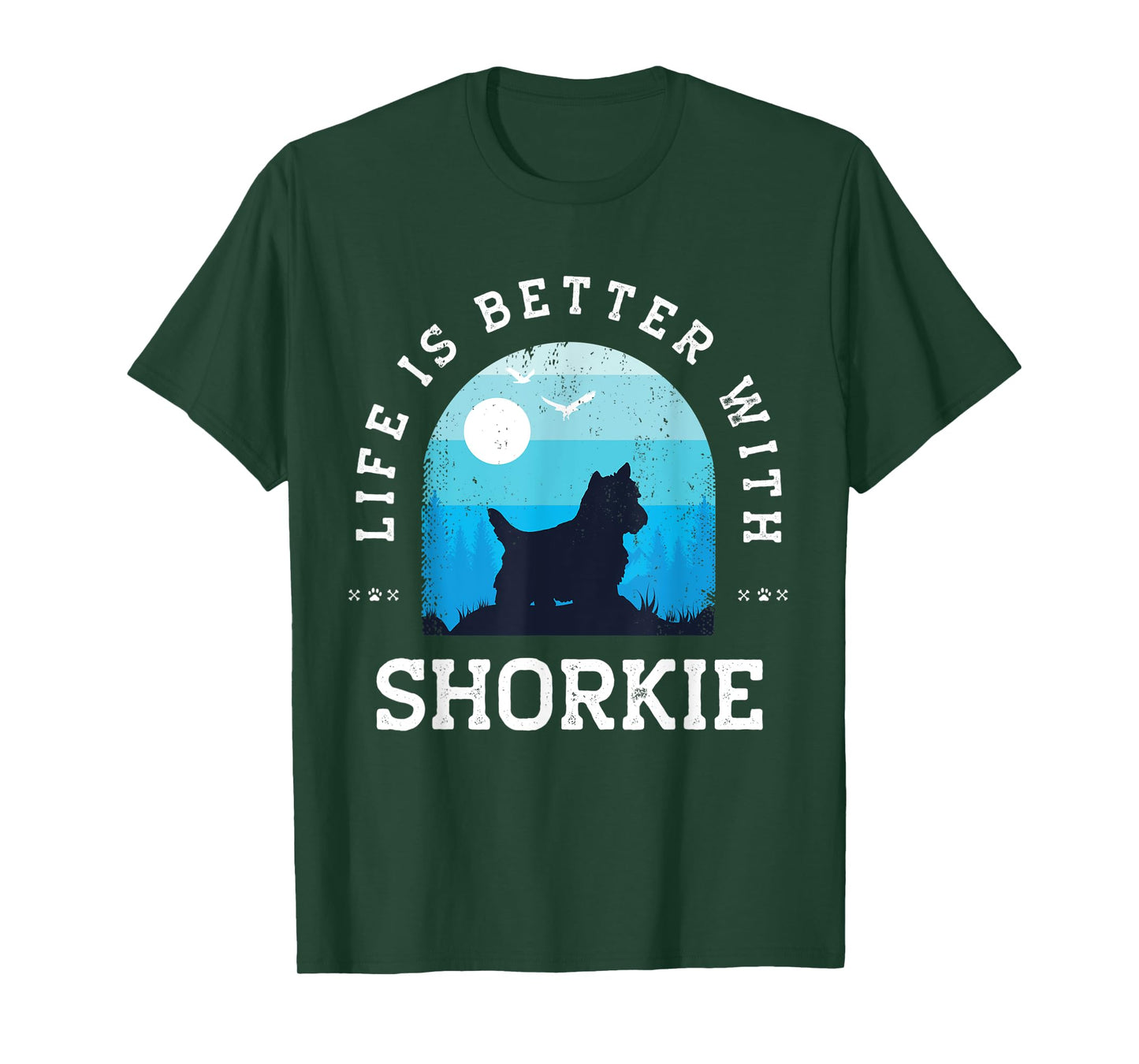 Life Better Shorkie Vintage Blue Dog Mom Dad T-Shirt for Men Women Kids