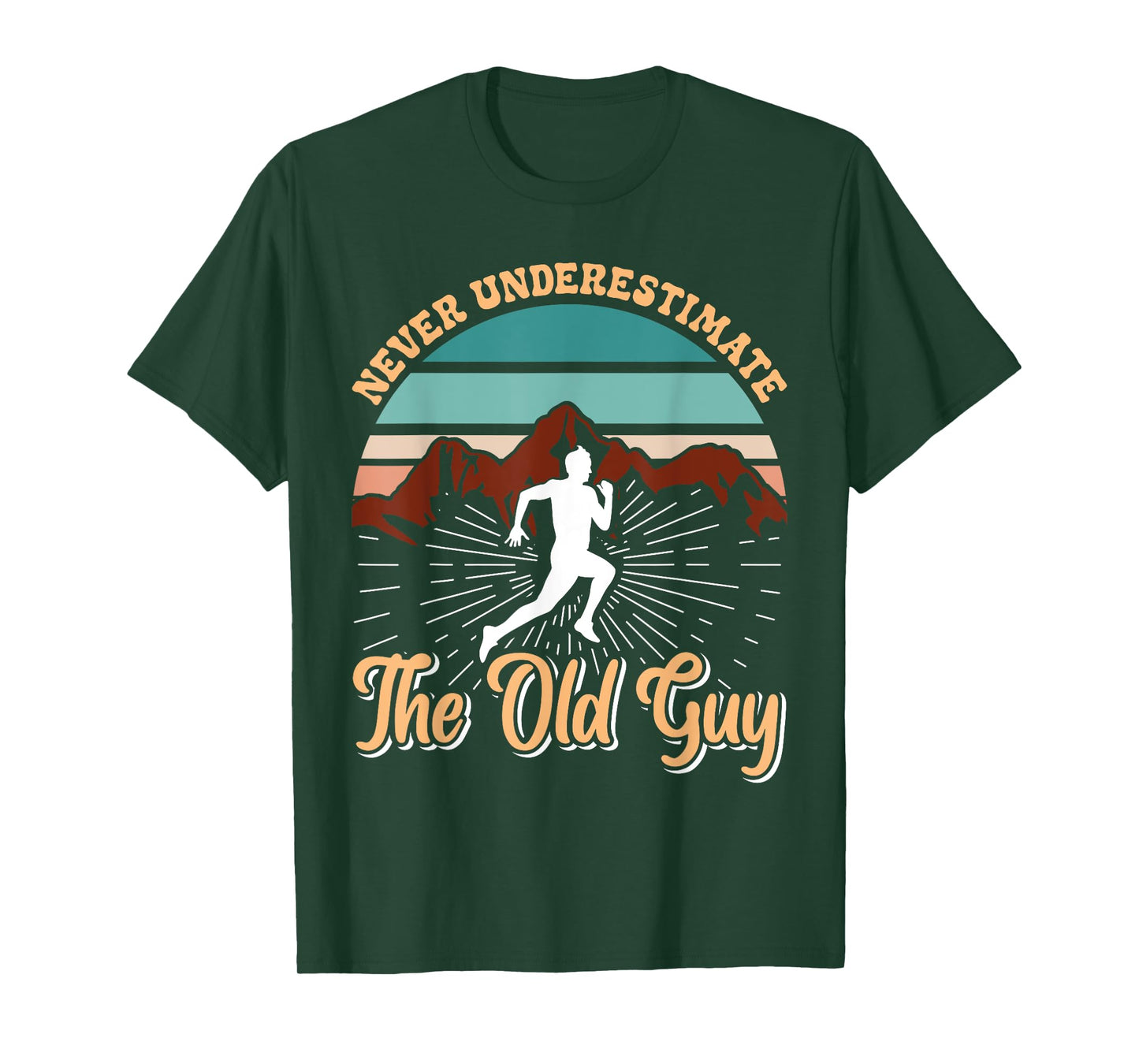 Grandpa NEVER UNDERESTIMATE THE OLD GUY Funny Runner T-Shirt