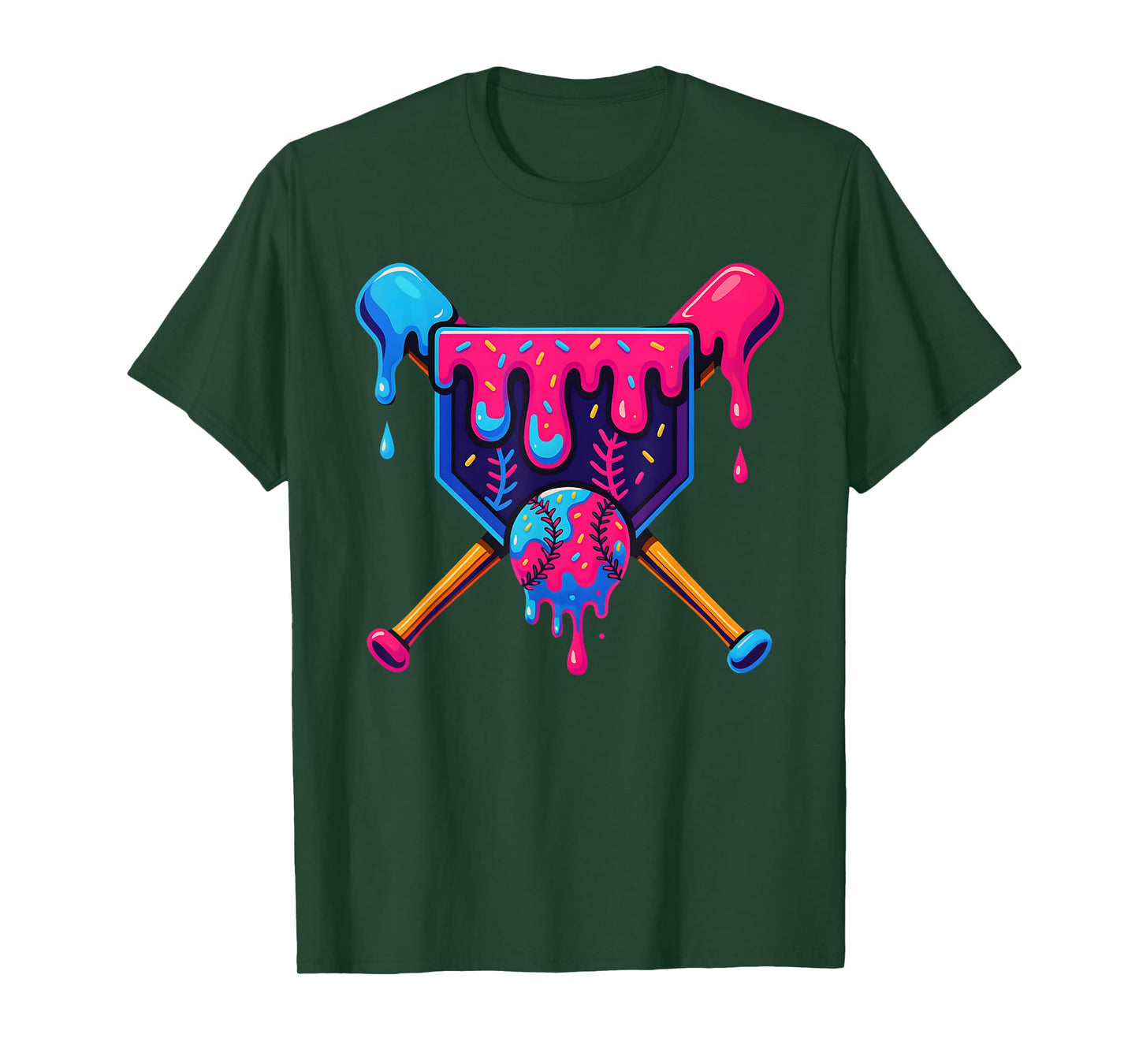 Baseball Home Plate Dripping Ice Cream Drip Youth Boys T-Shirt