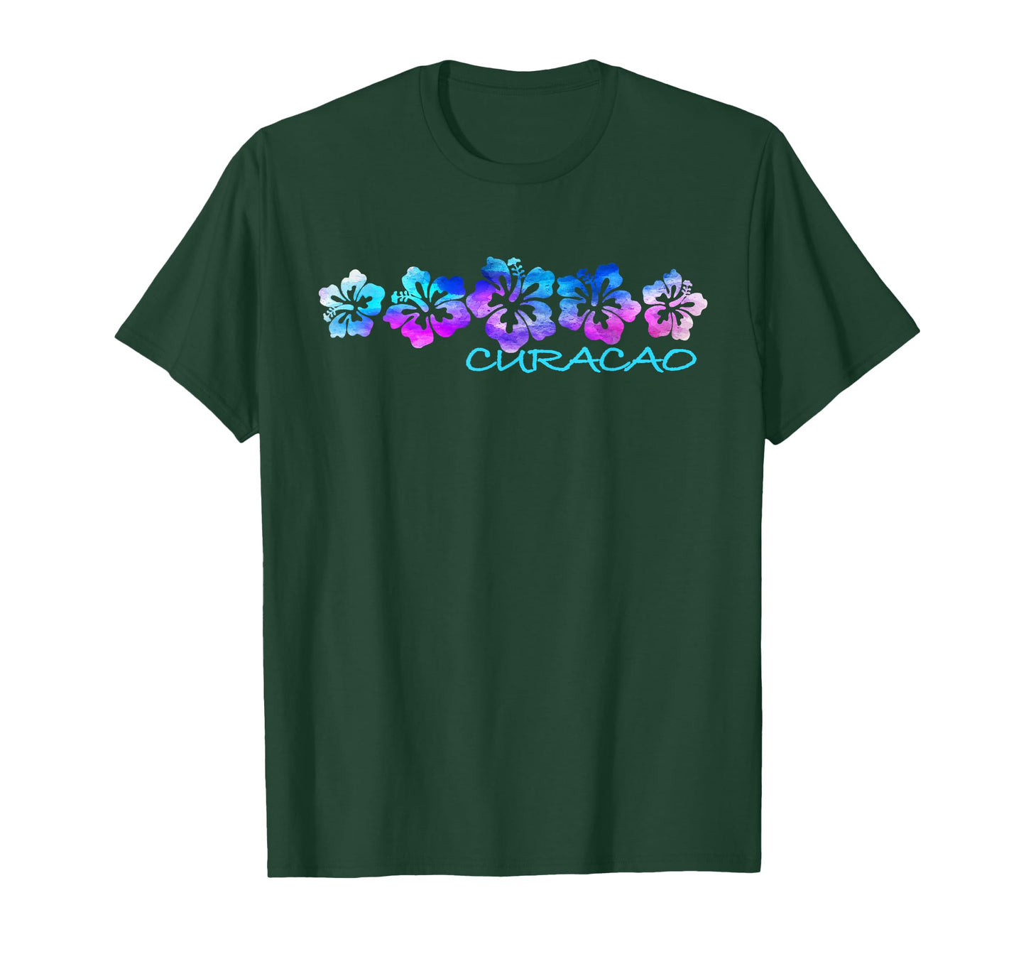Curacao Tropical Flower T-Shirt-Vacation Beach T-Shirt