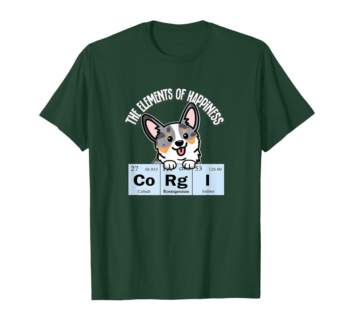 Funny Elements of Happiness Blue Merle Corgi Dog Lover T-Shirt
