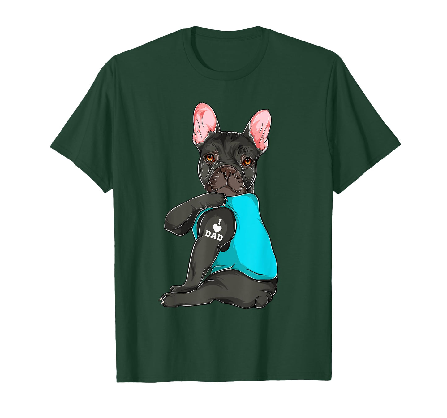 French Bulldog I Love Dad Tattoo Apparel, Dog Dad Gifts Dads Men Women T-Shirt