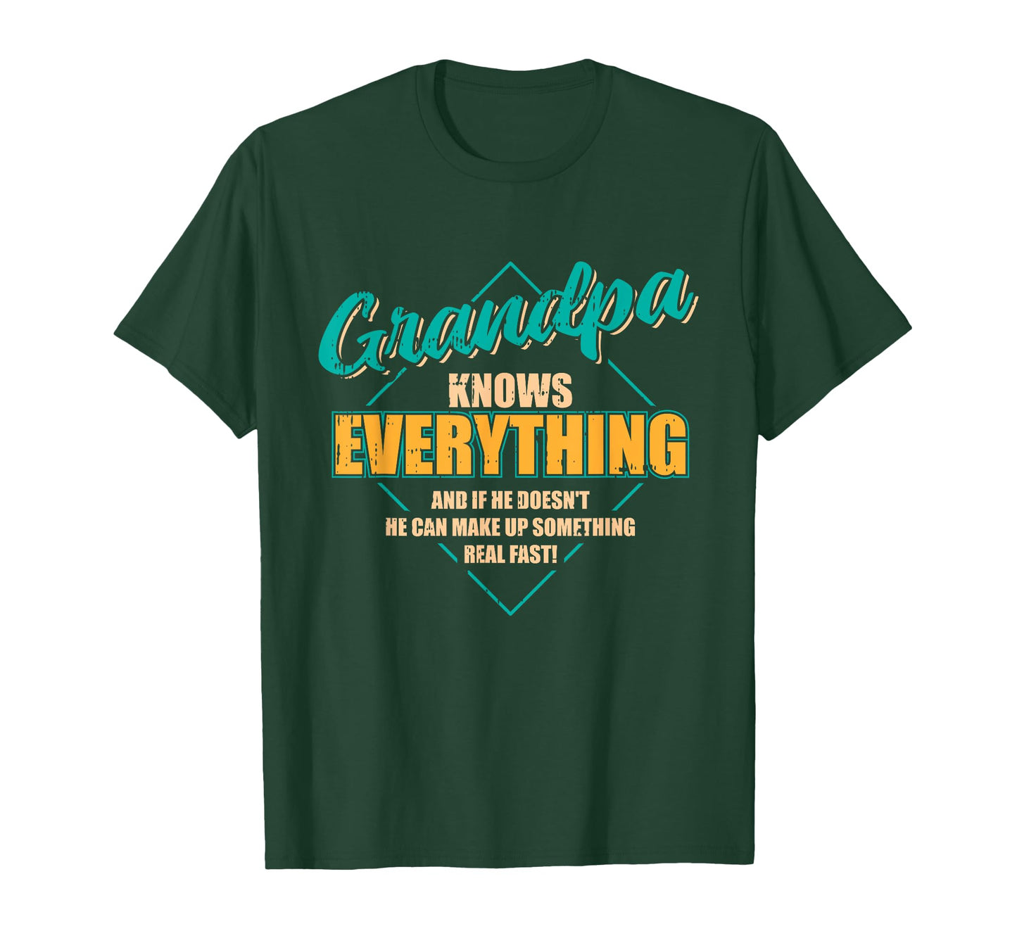 Grandpa Knows Everything Fathers Day Funny Retro Grandad Men T-Shirt