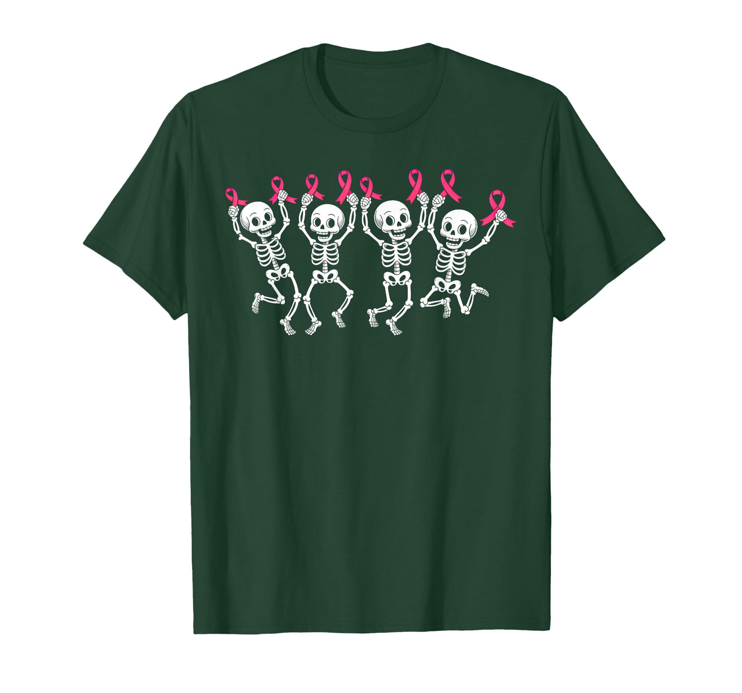 Breast Cancer Awareness Pink Warrior Skeleton Pink Ribbon T-Shirt