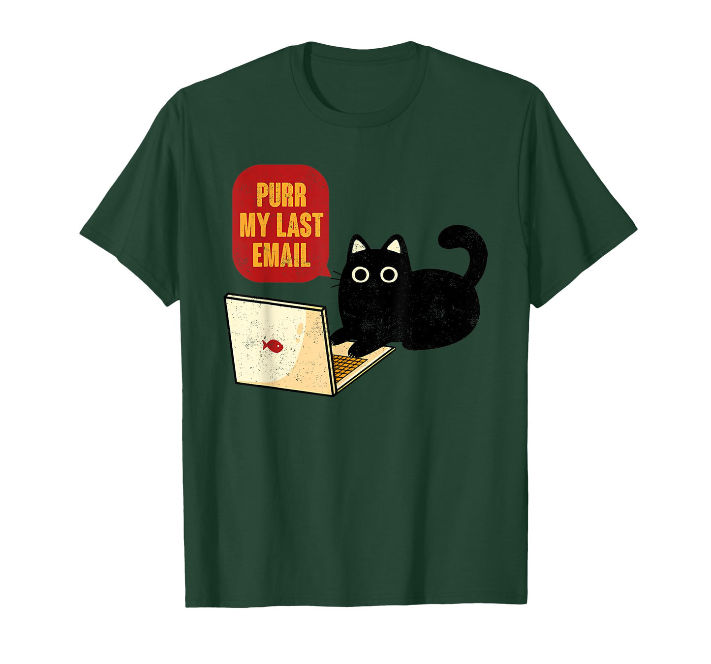 Vintage Purr My Last Email Black Cat Funny Home Office T-Shirt for Men Women