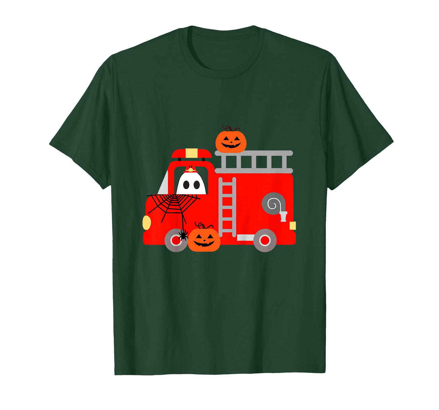Toddler Boy Firetruck Halloween Fire Truck Firefighter Ghost T-Shirt