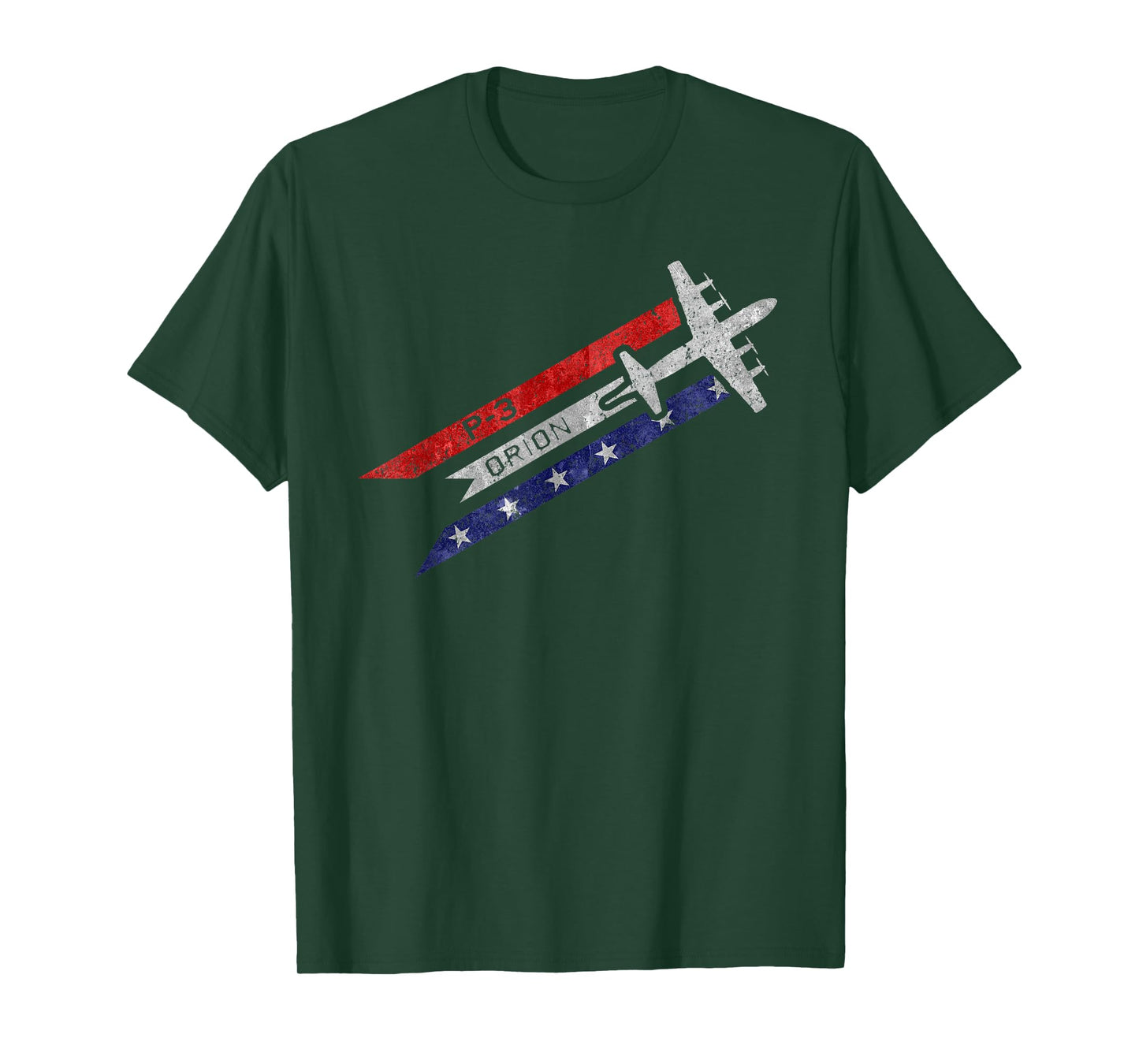 P-3 Orion Military Airplane Red White & Blue Vintage T-Shirt