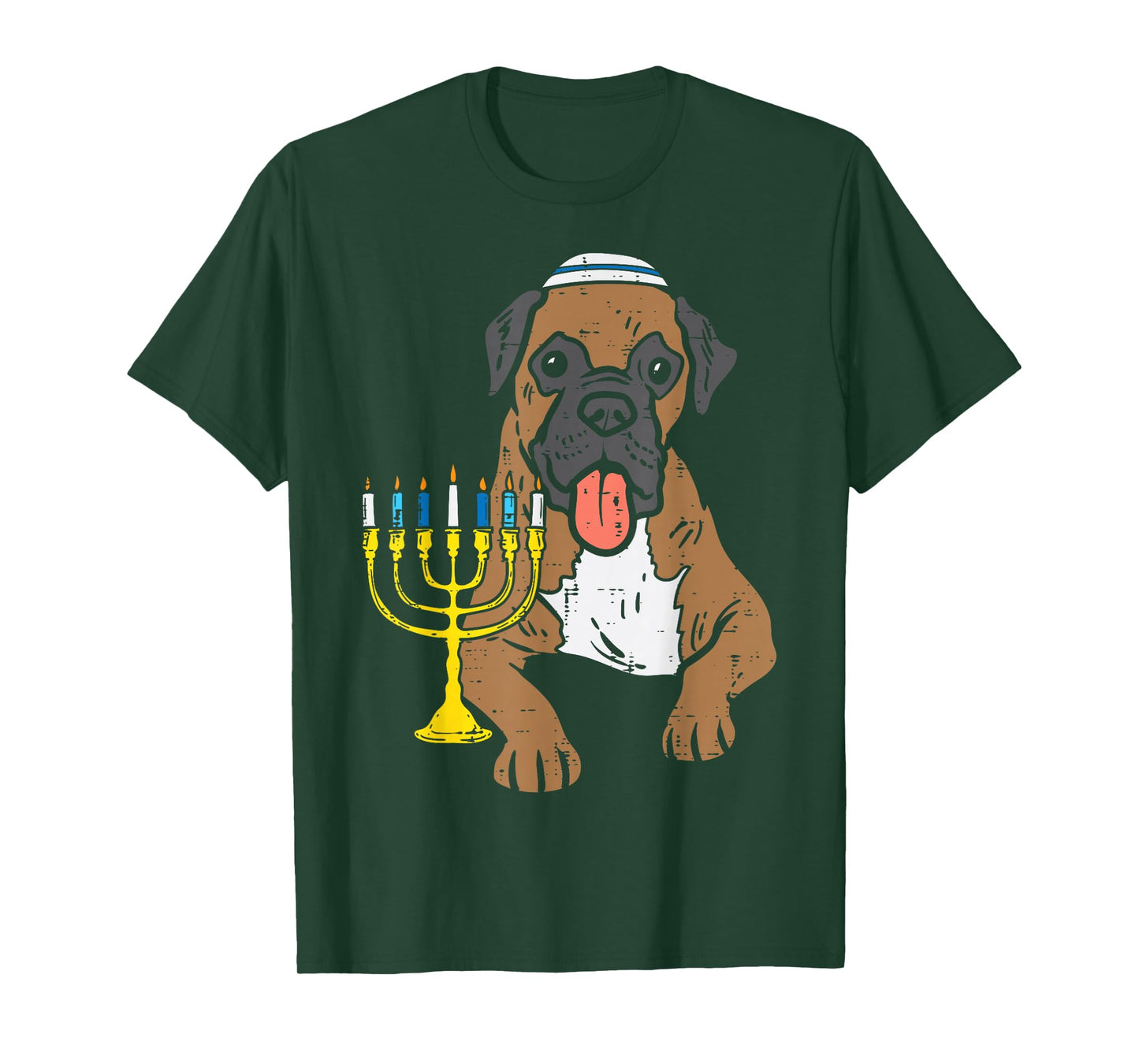 Jewish Boxer Dog Menorah Hanukkah Pajamas Chanukah PJs T-Shirt
