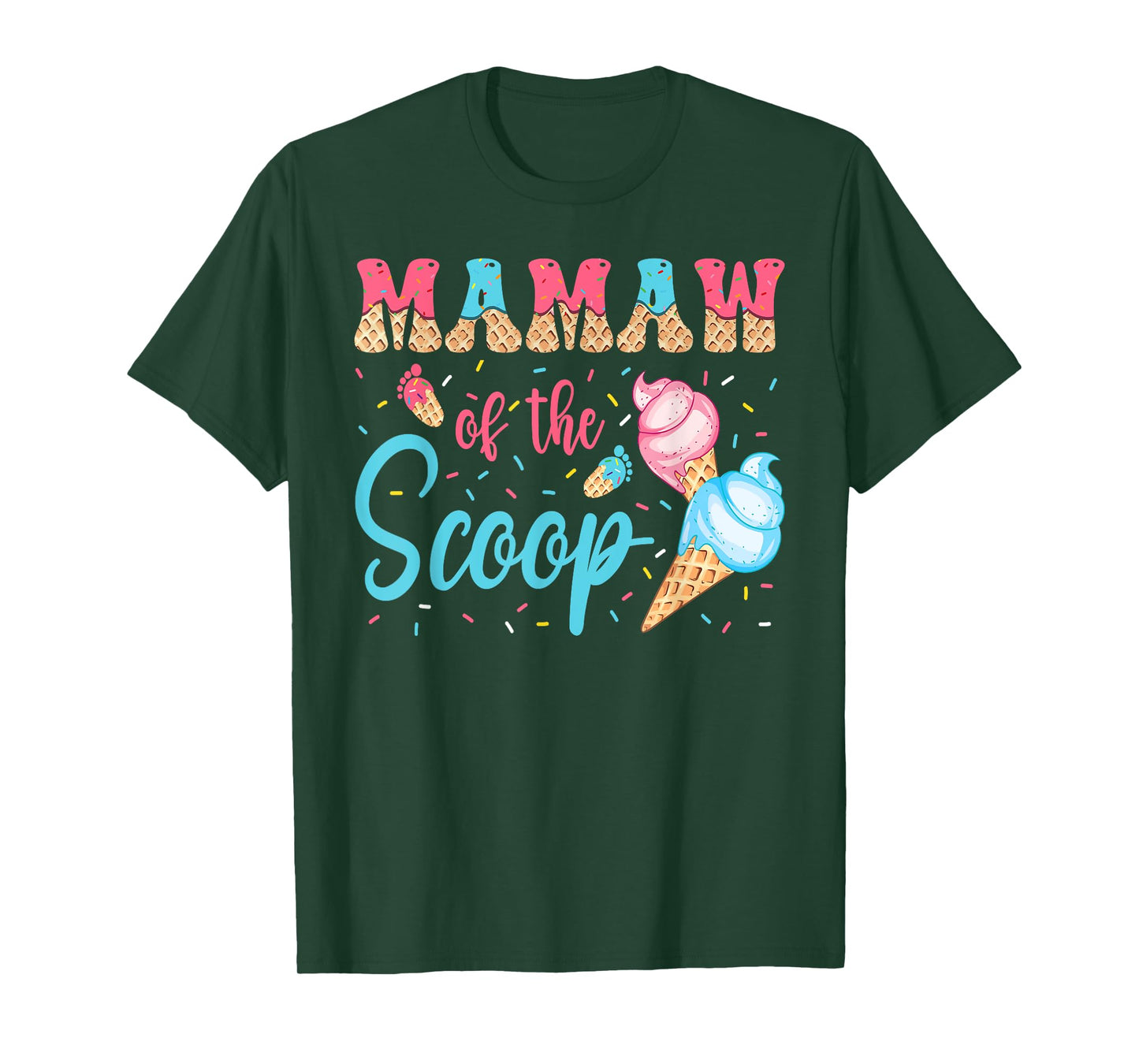 Mamaw Of The Scoop Ice Cream Gender Reveal Baby Shower T-Shirt