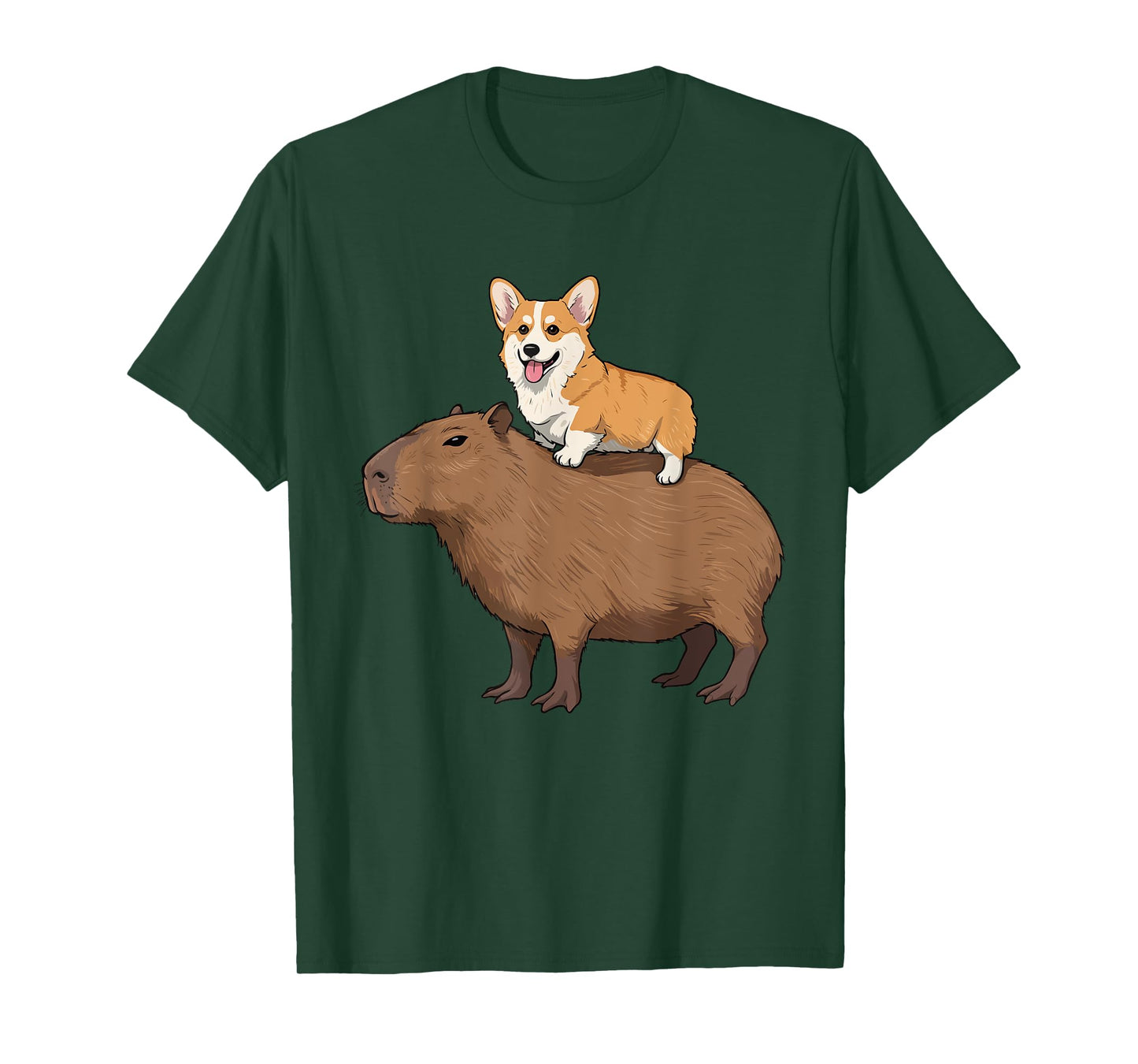 Funny Corgi Riding Capybara T-Shirt