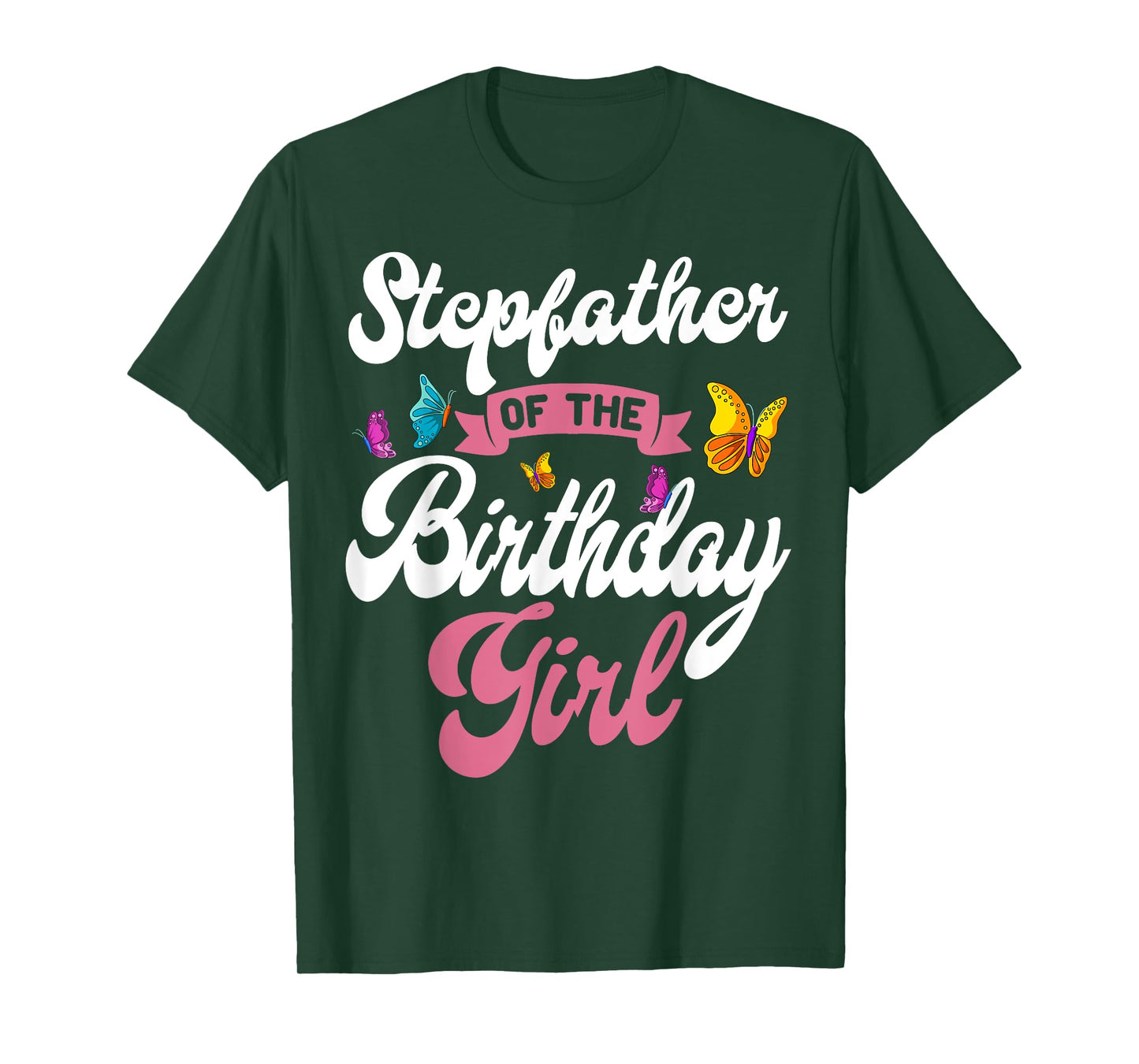 Butterfly Stepfather Birthday Party Garden Family Theme T-Shirt